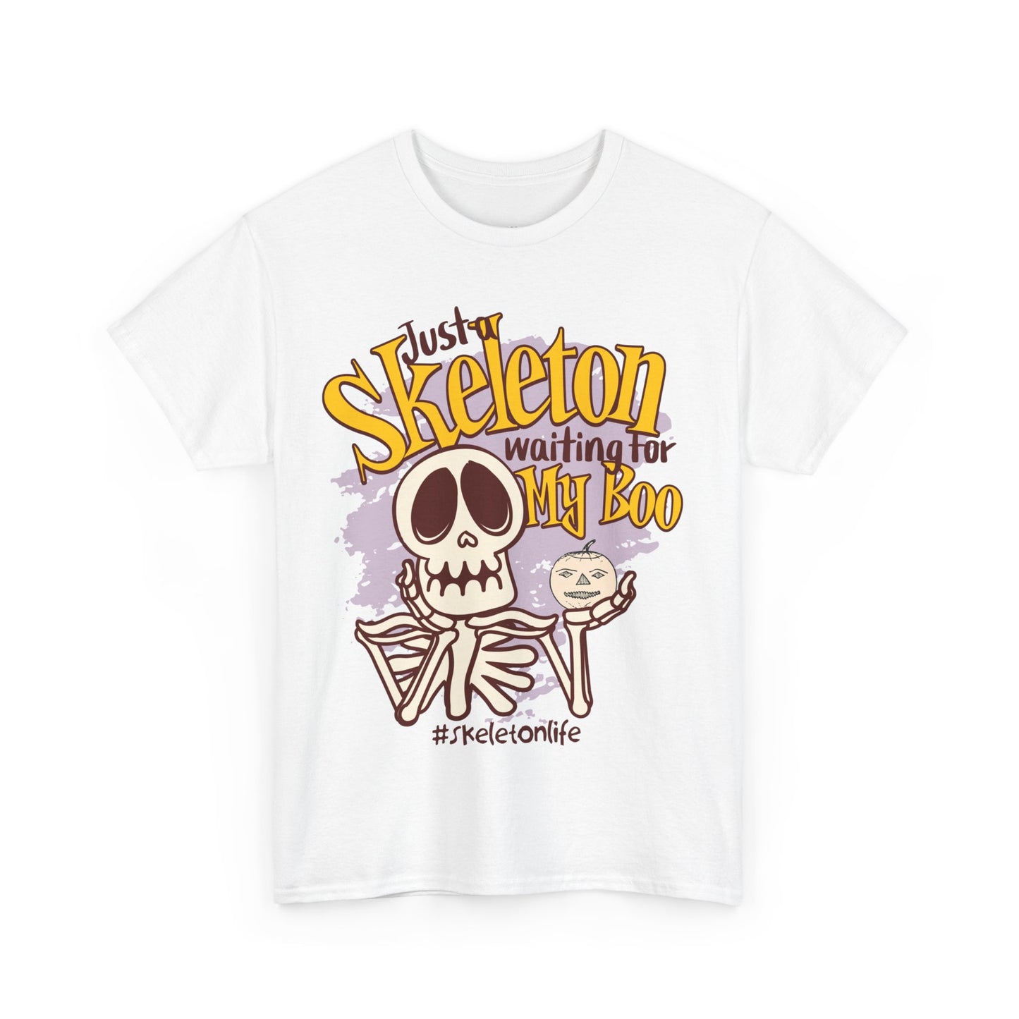 Halloween Skeleton Boo Unisex Heavy Cotton Tee