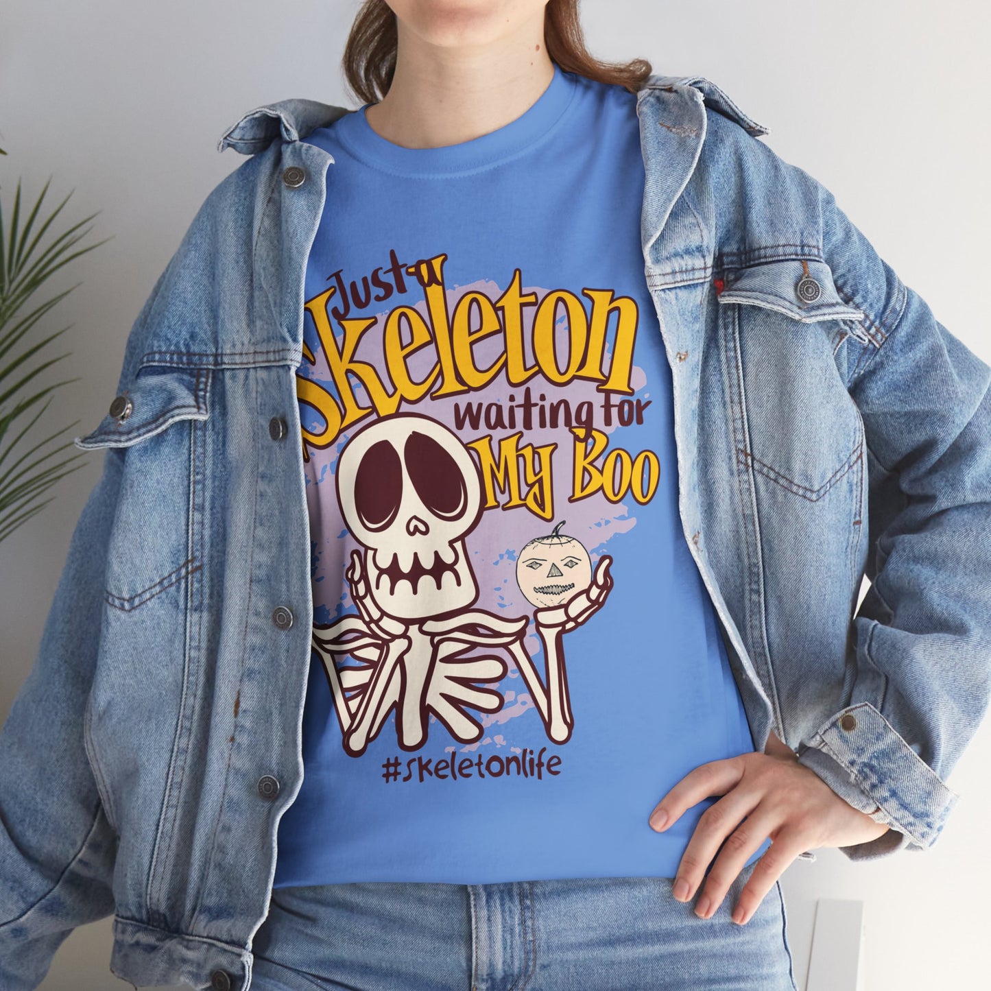 Halloween Skeleton Boo Unisex Heavy Cotton Tee