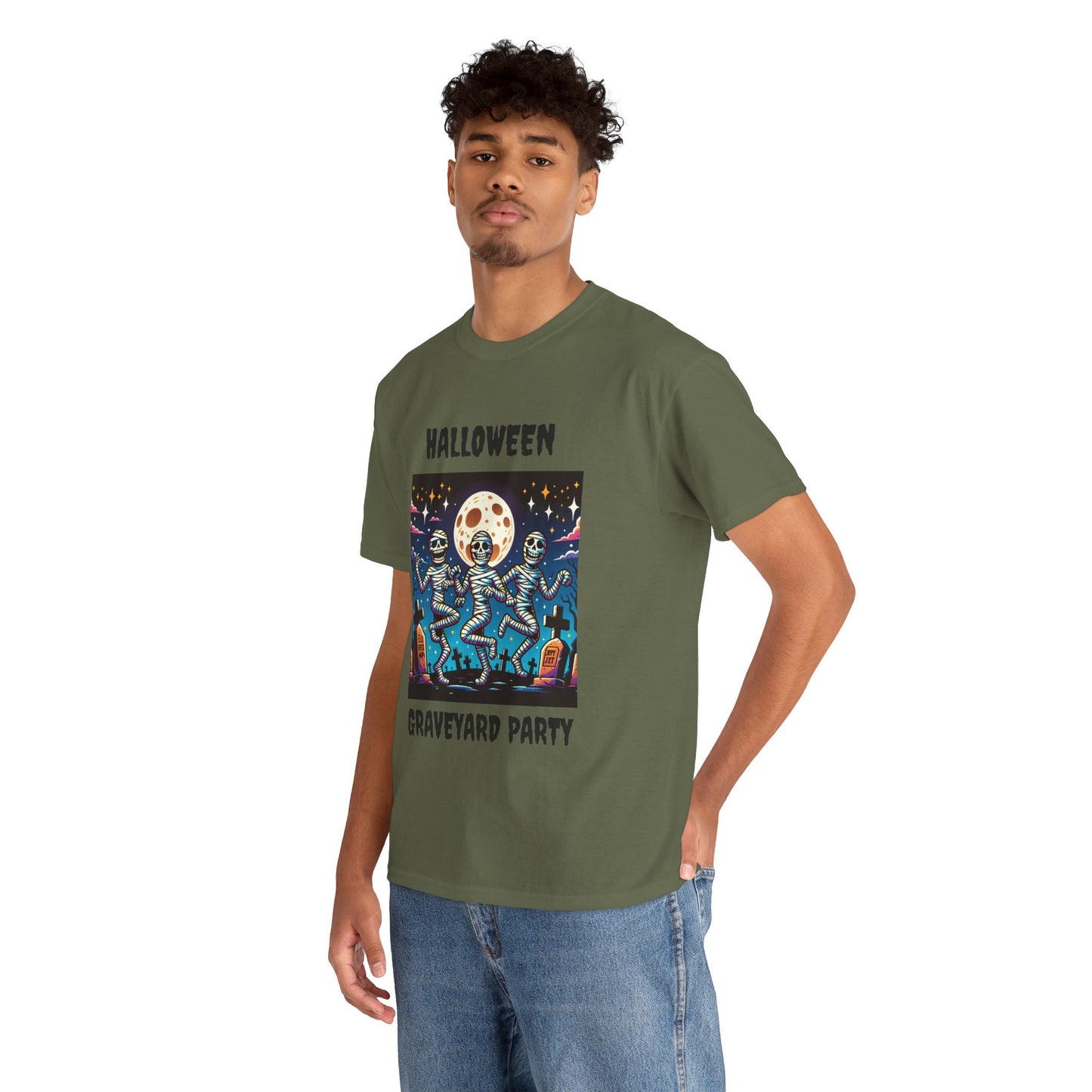 Halloween Graveyard Party Unisex Heavy Cotton Tee