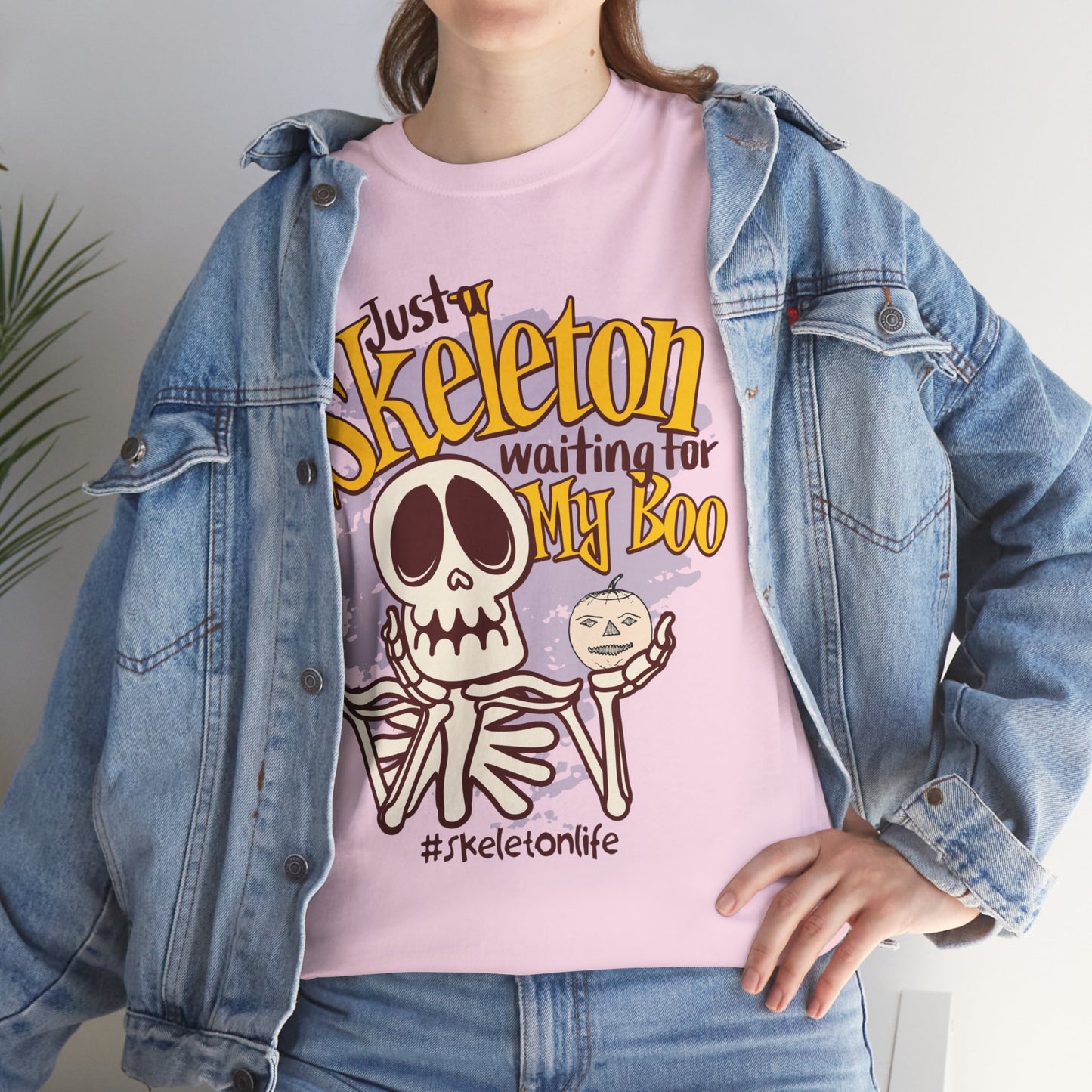 Halloween Skeleton Boo Unisex Heavy Cotton Tee