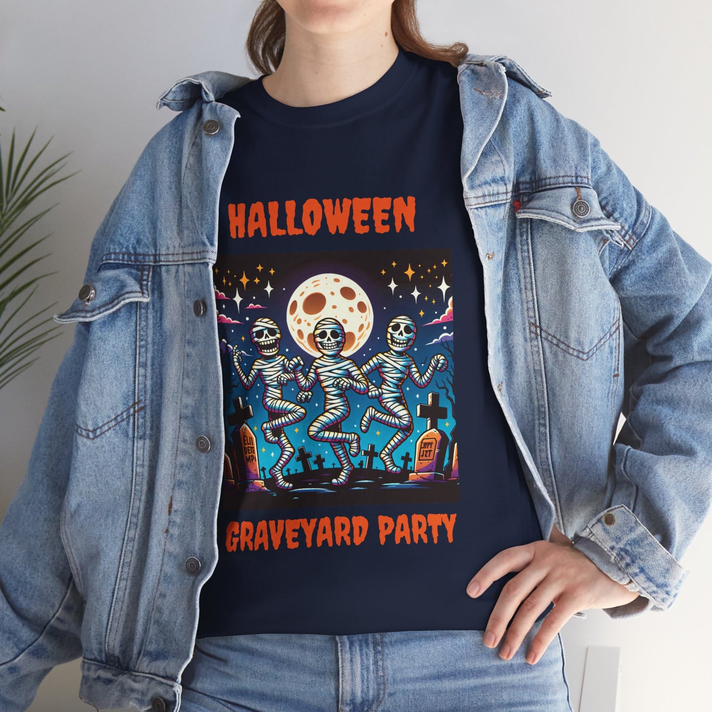 Halloween Graveyard Party Unisex Heavy Cotton Tee