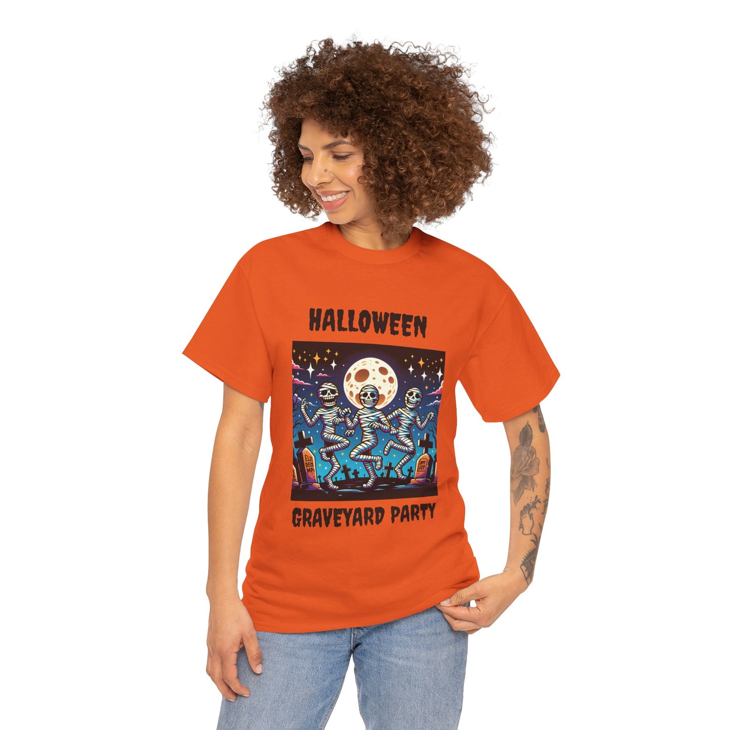 Halloween Graveyard Party Unisex Heavy Cotton Tee