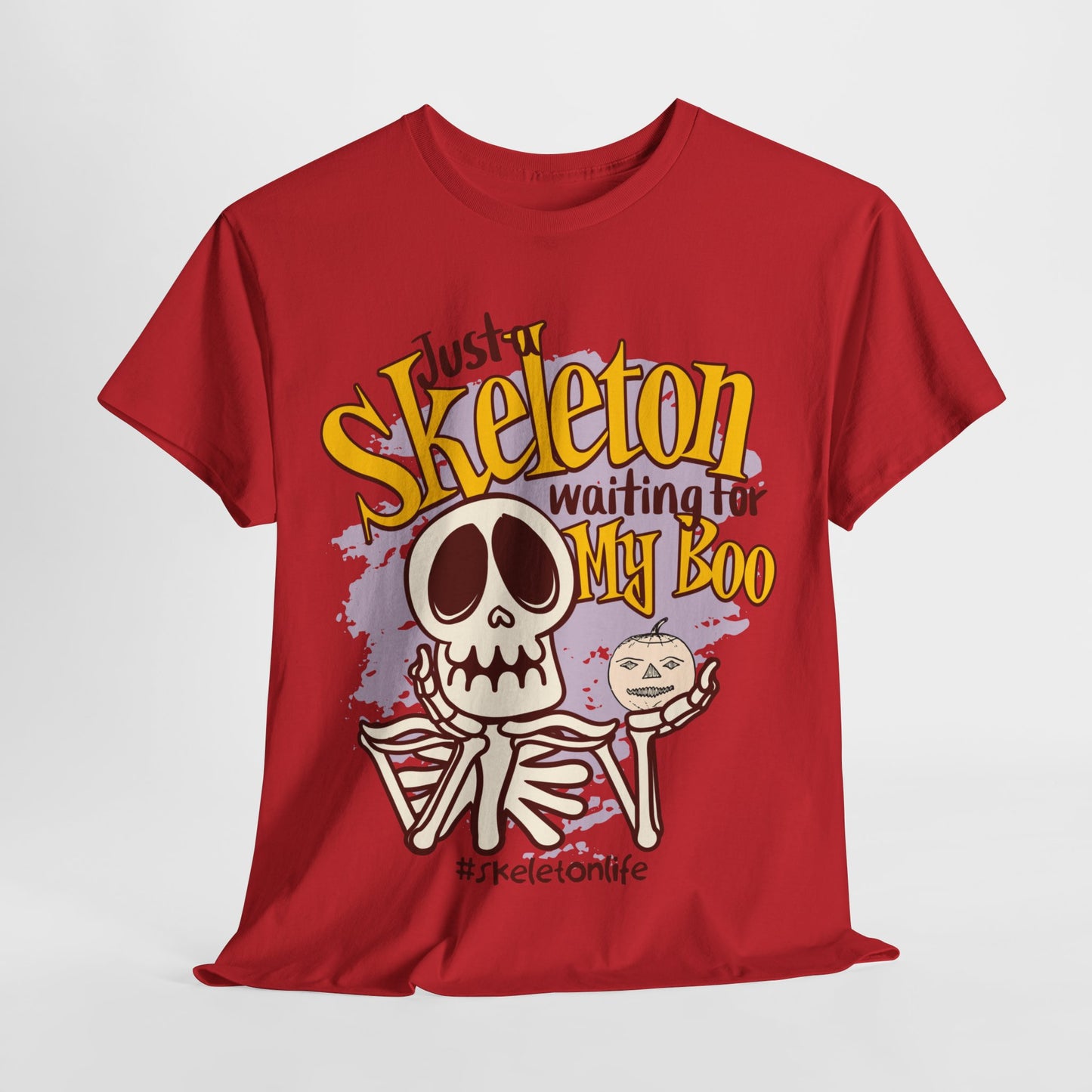 Halloween Skeleton Boo Unisex Heavy Cotton Tee