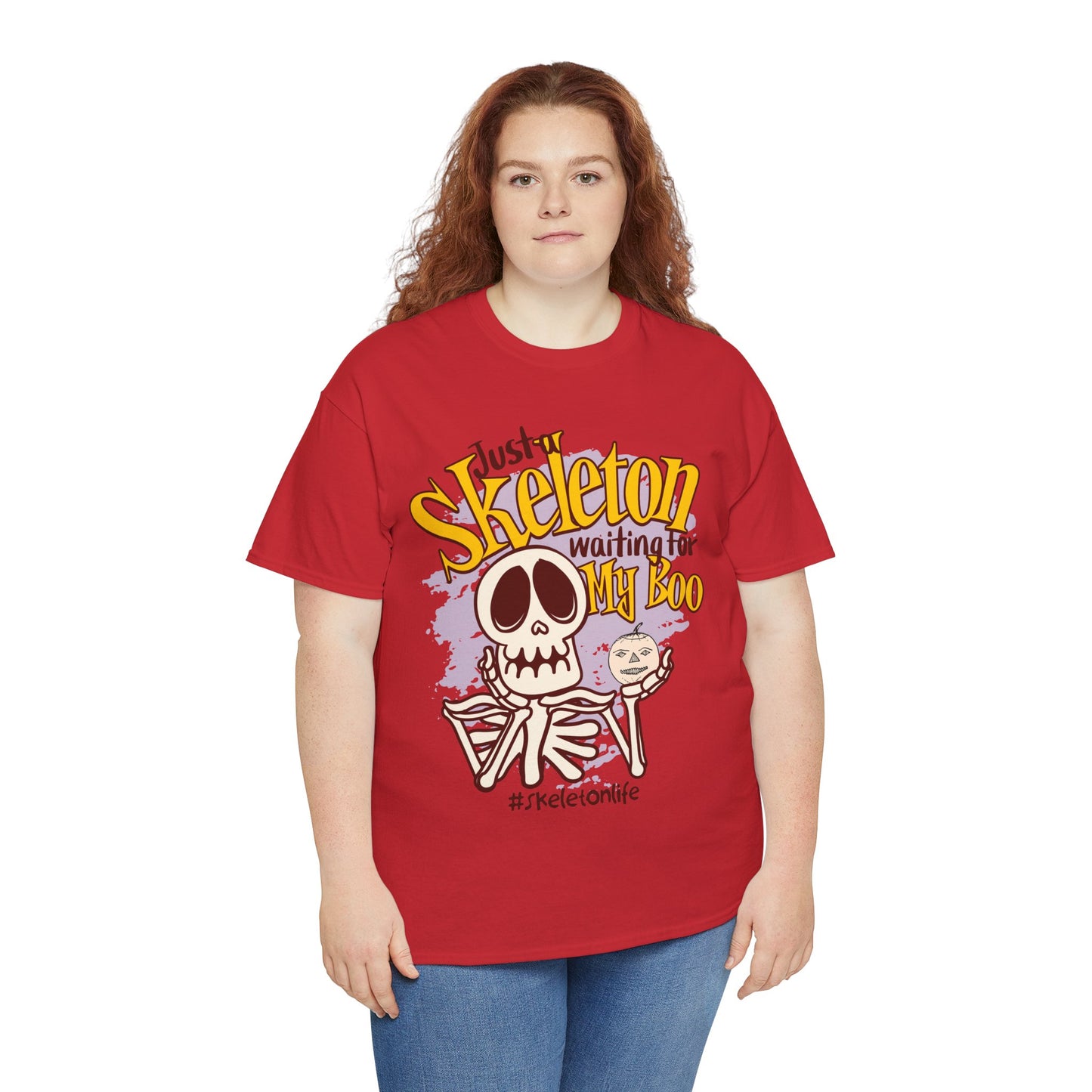 Halloween Skeleton Boo Unisex Heavy Cotton Tee