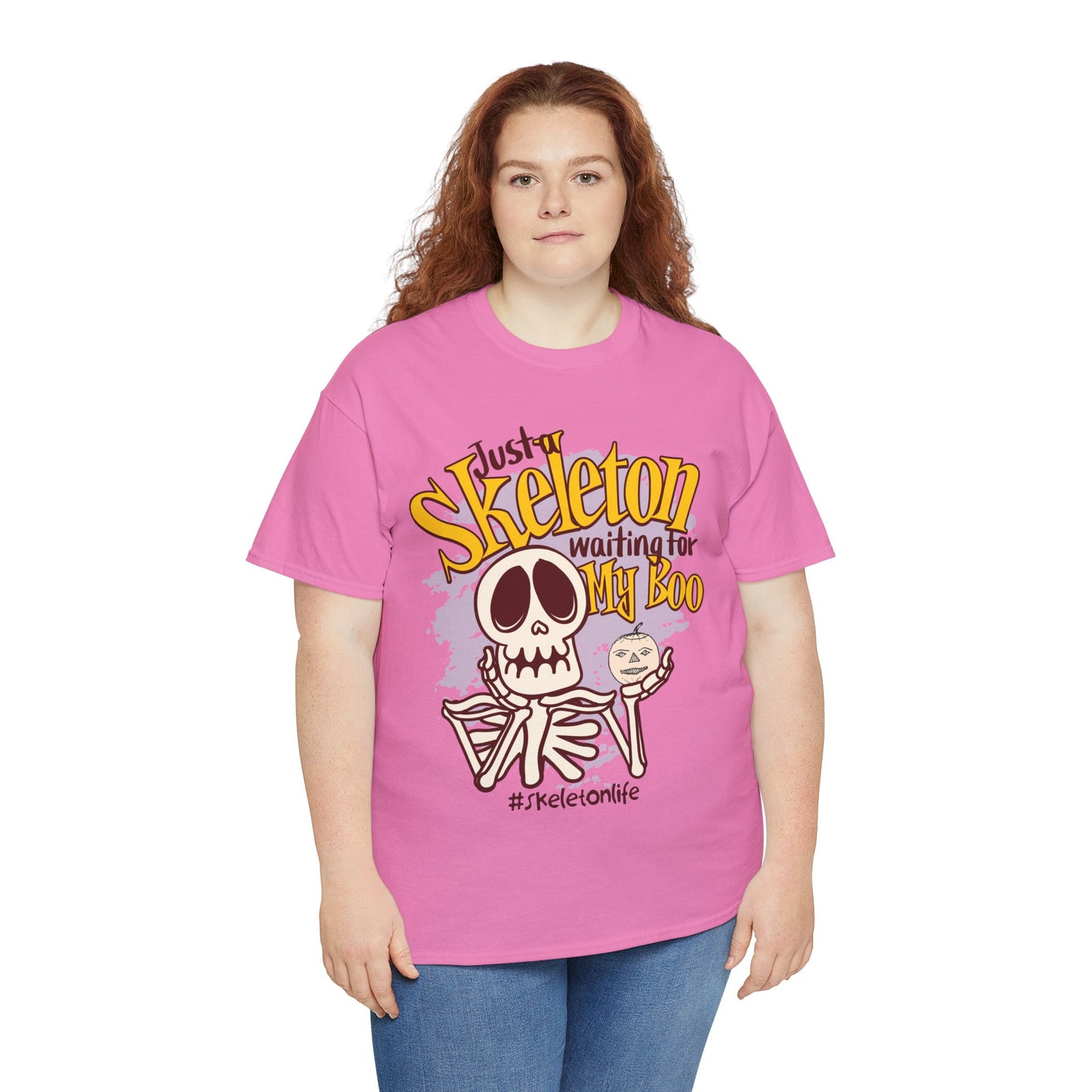 Halloween Skeleton Boo Unisex Heavy Cotton Tee