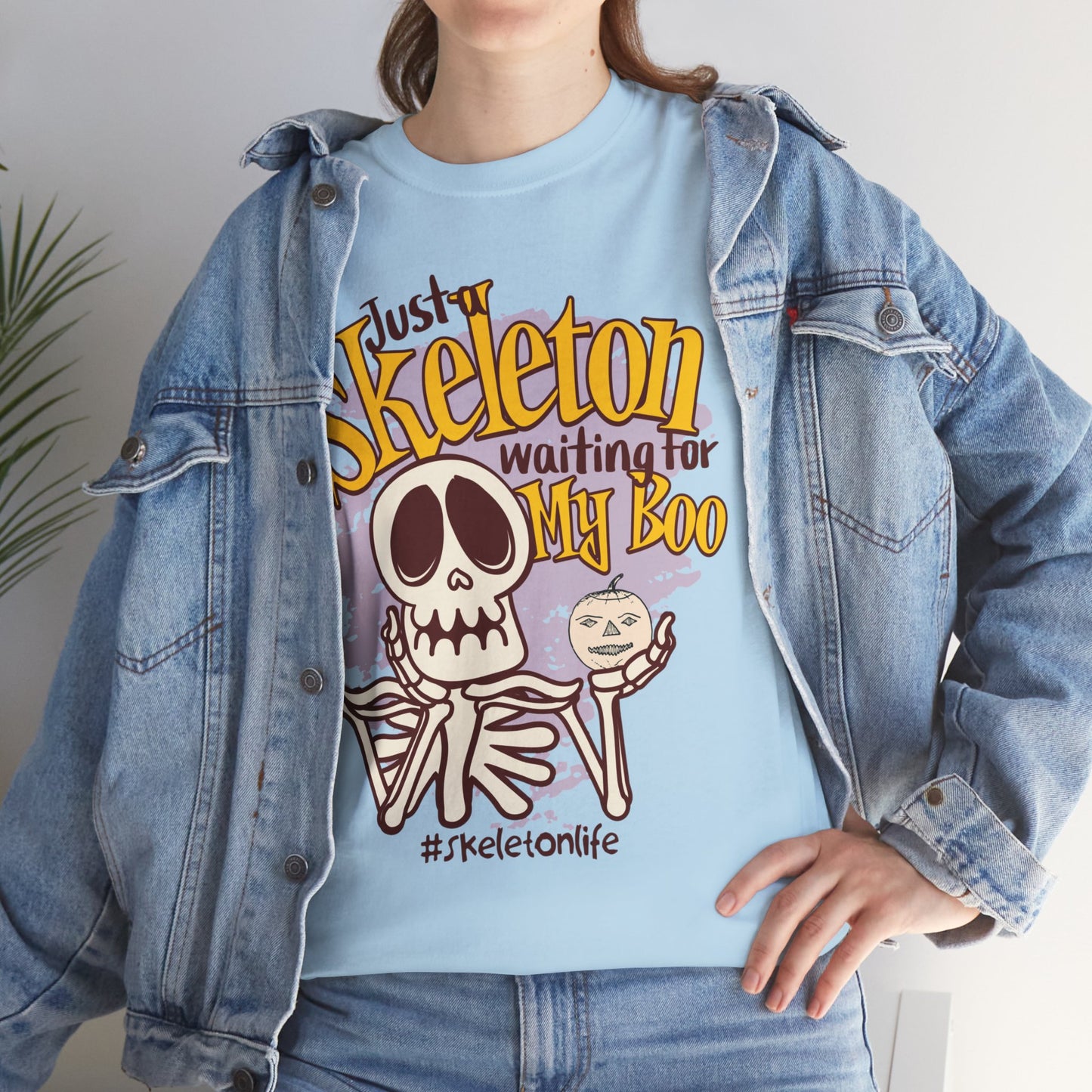 Halloween Skeleton Boo Unisex Heavy Cotton Tee