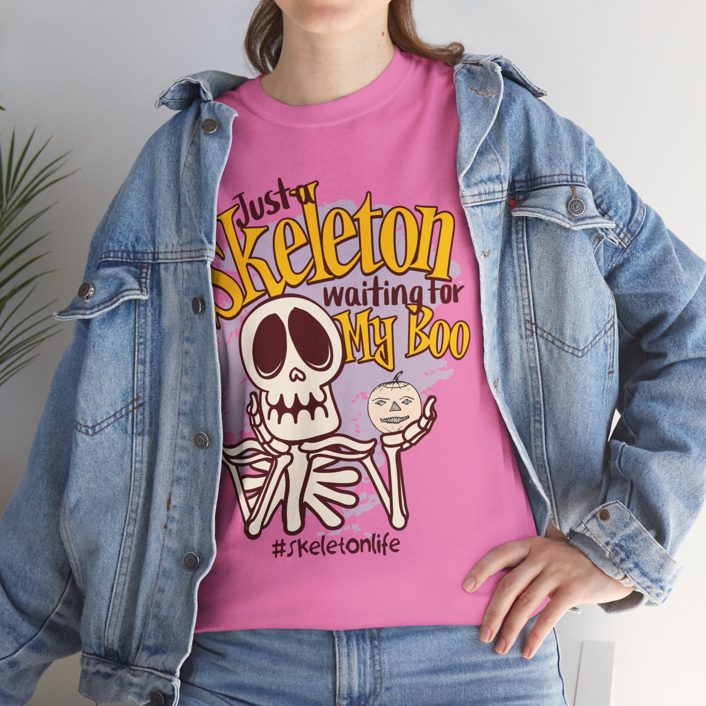 Halloween Skeleton Boo Unisex Heavy Cotton Tee