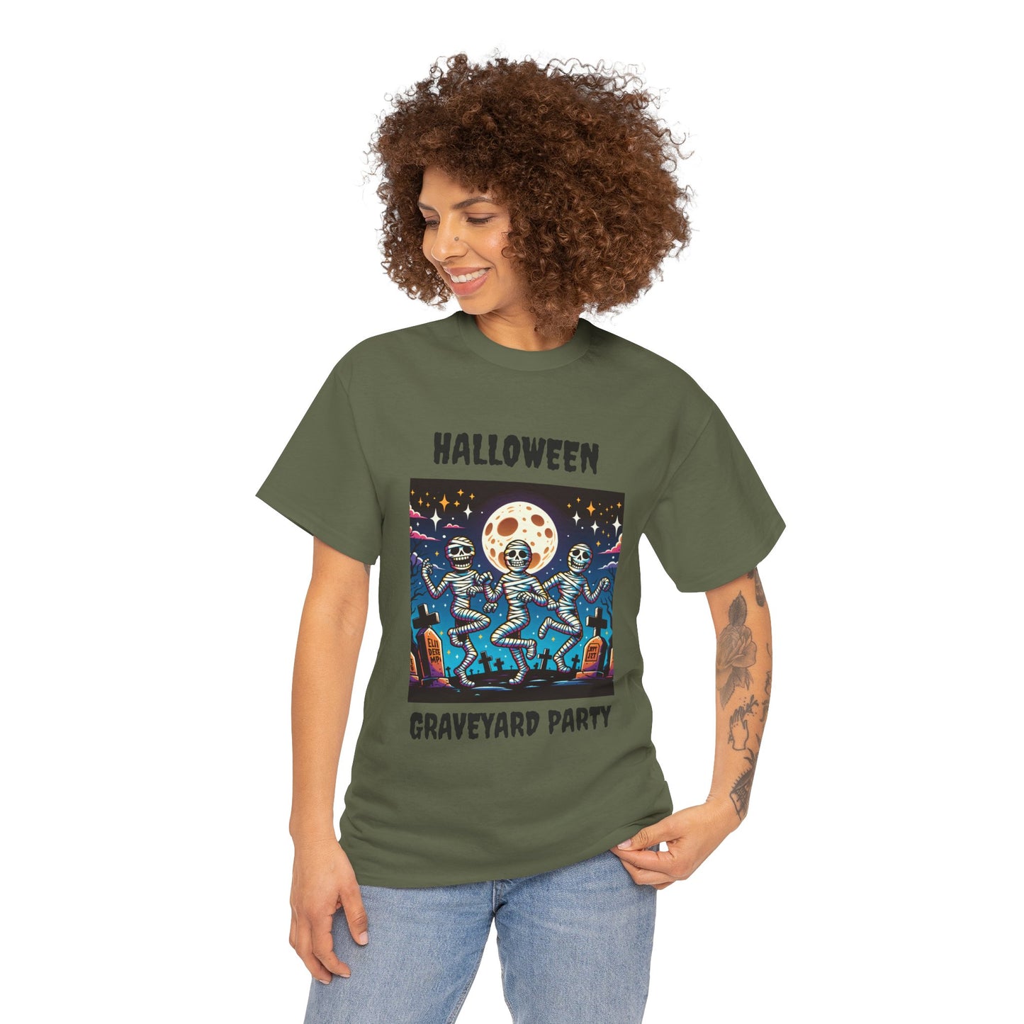 Halloween Graveyard Party Unisex Heavy Cotton Tee