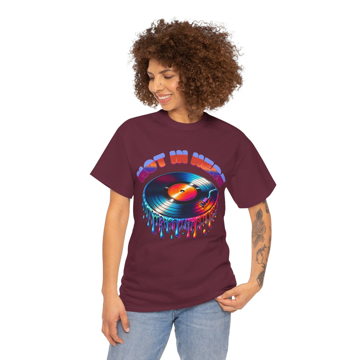 Hot In Here Melting Record Unisex Heavy Cotton Tee