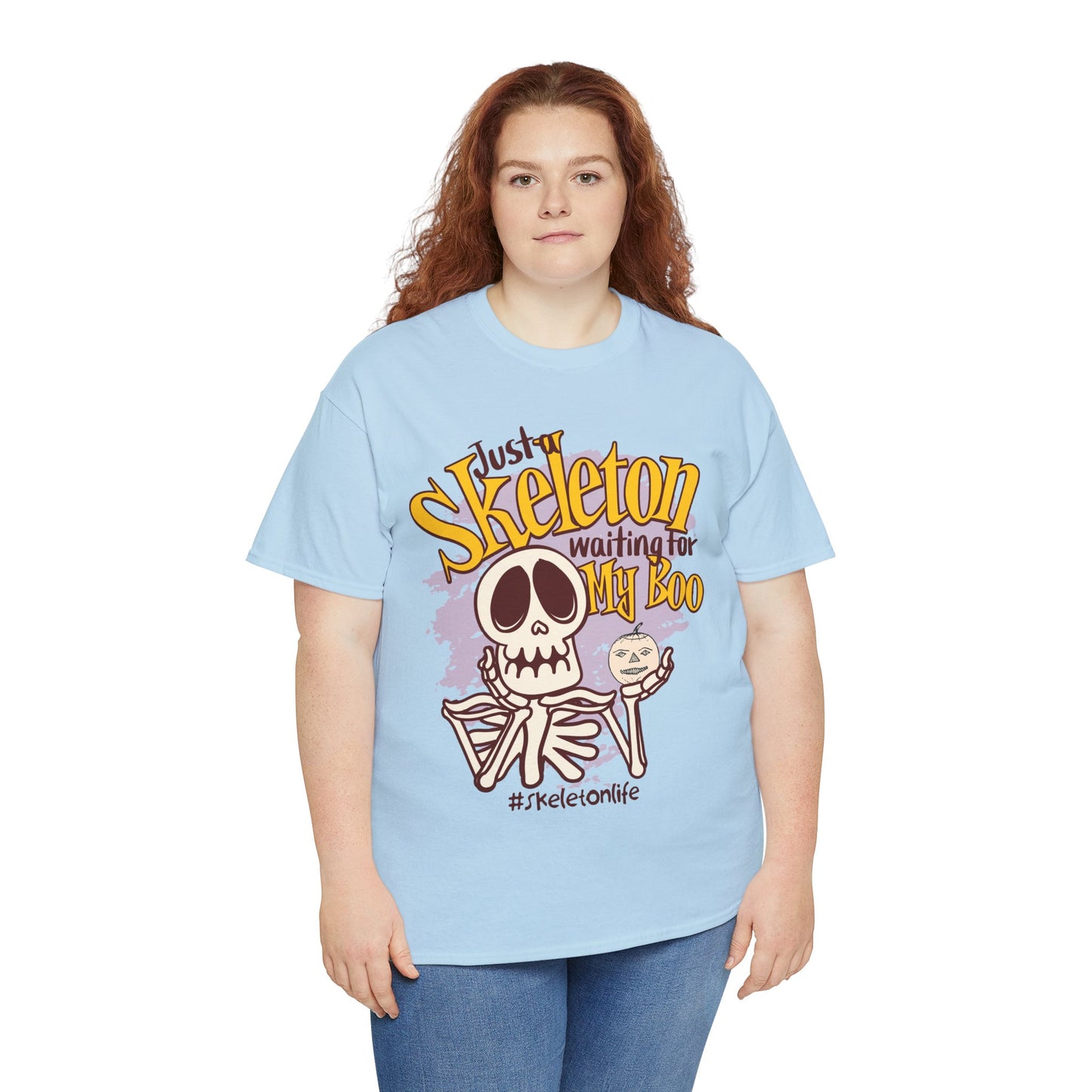 Halloween Skeleton Boo Unisex Heavy Cotton Tee