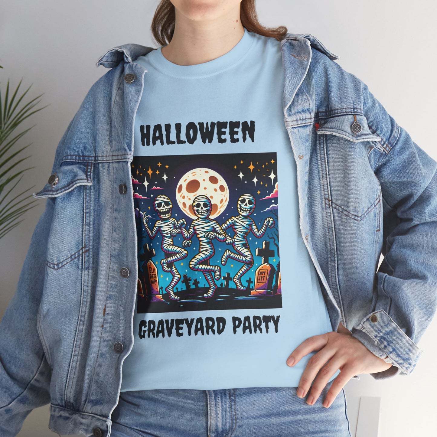 Halloween Graveyard Party Unisex Heavy Cotton Tee