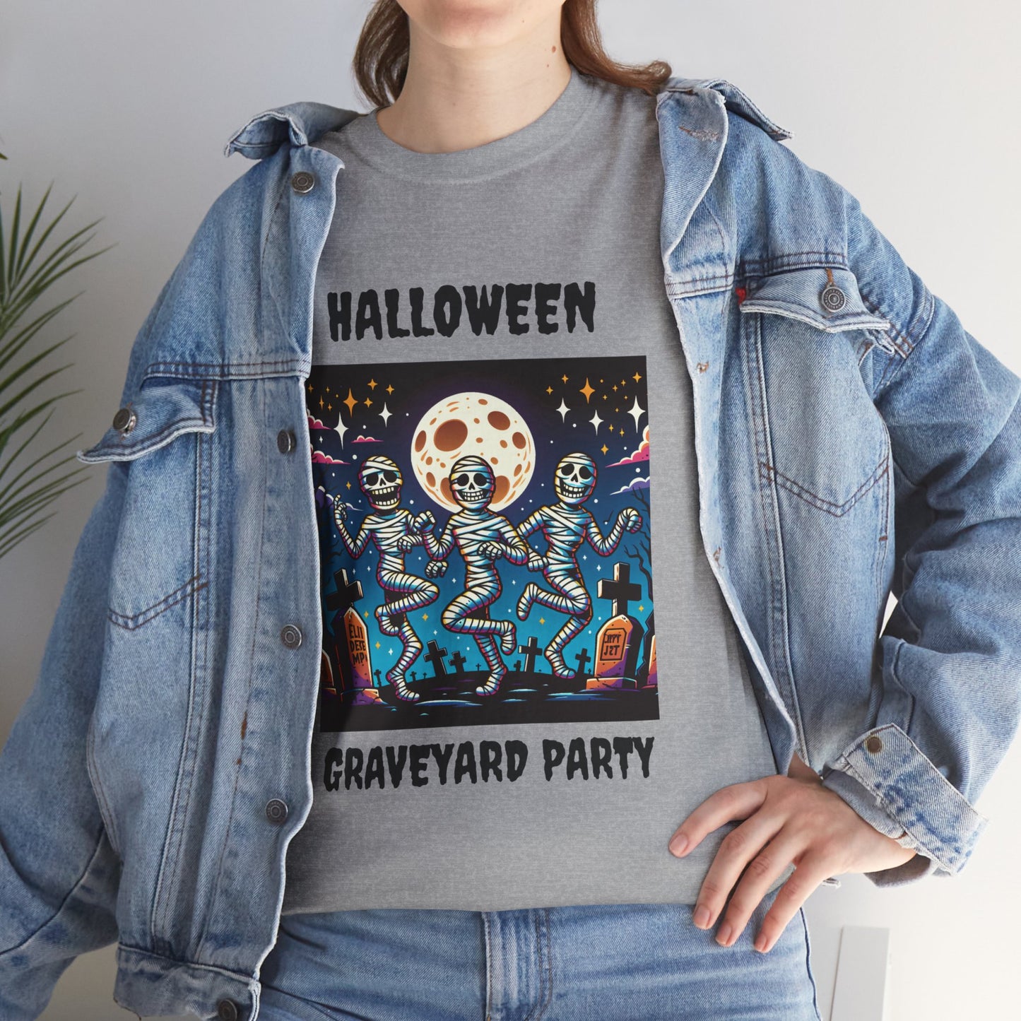 Halloween Graveyard Party Unisex Heavy Cotton Tee