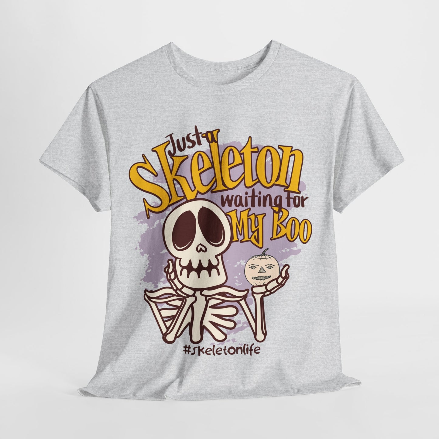 Halloween Skeleton Boo Unisex Heavy Cotton Tee