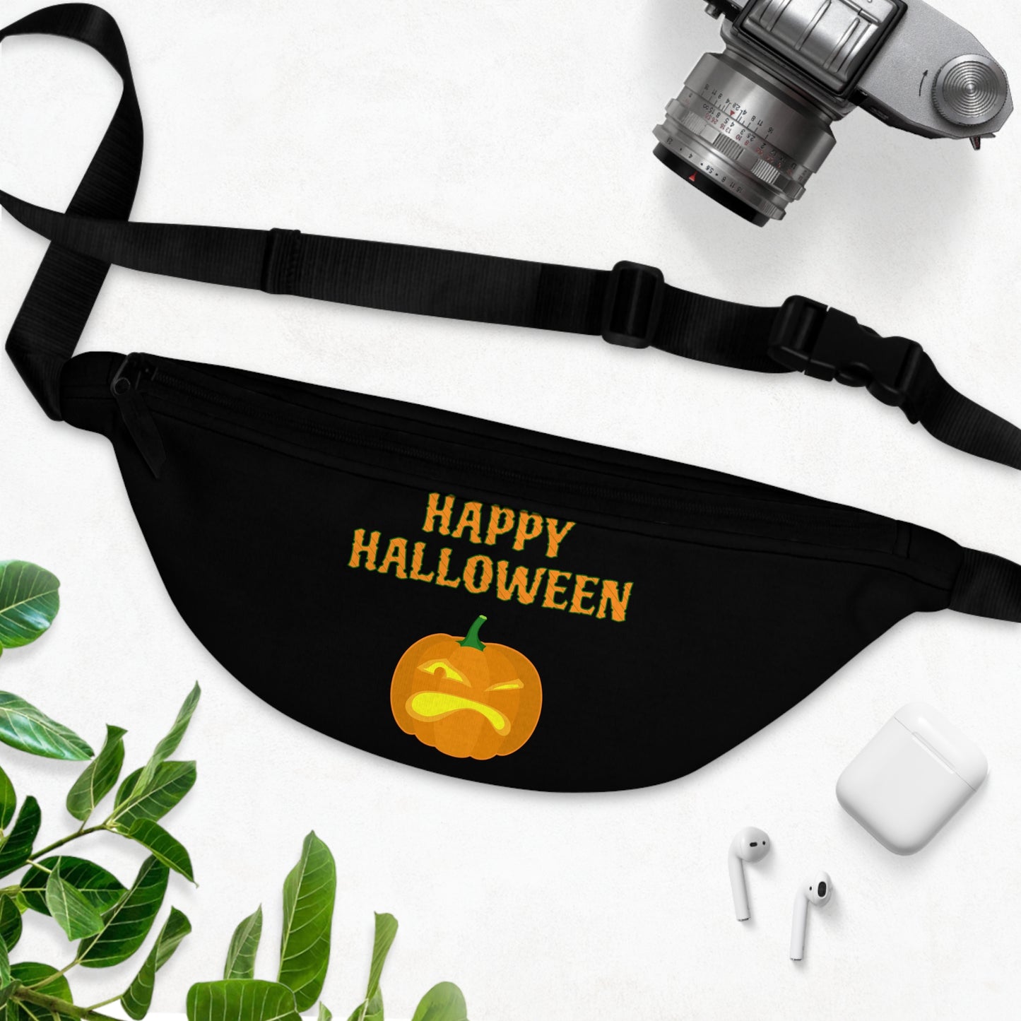 Black Happy Halloween Fanny Pack