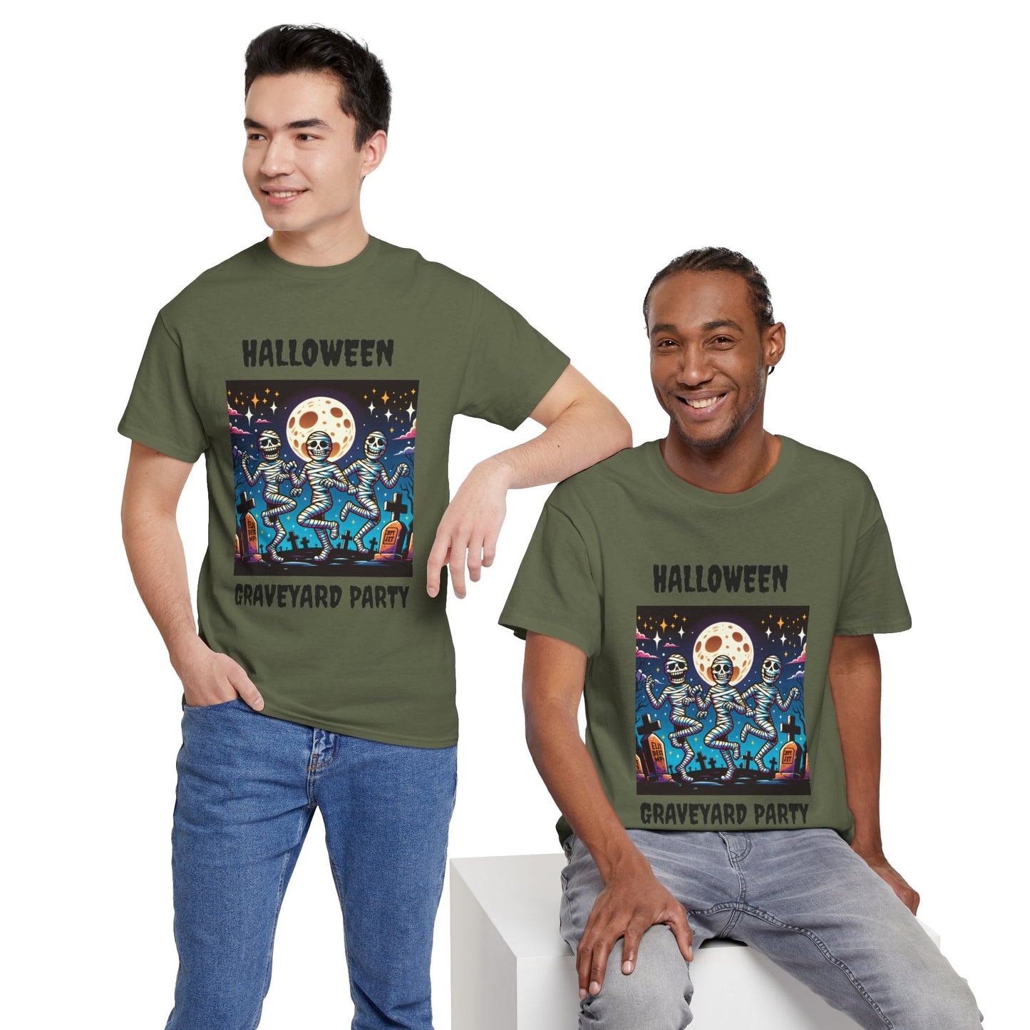 Halloween Graveyard Party Unisex Heavy Cotton Tee