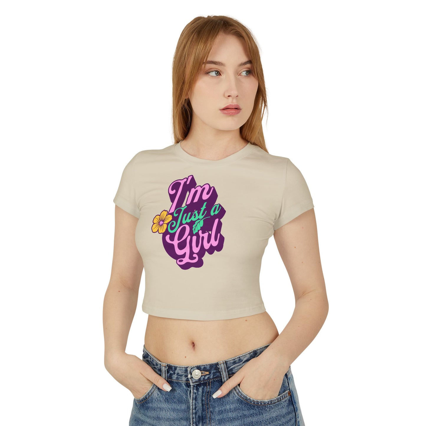 Women's Baby Tee - 'I'm Just A Girl' Graphic T-Shirt