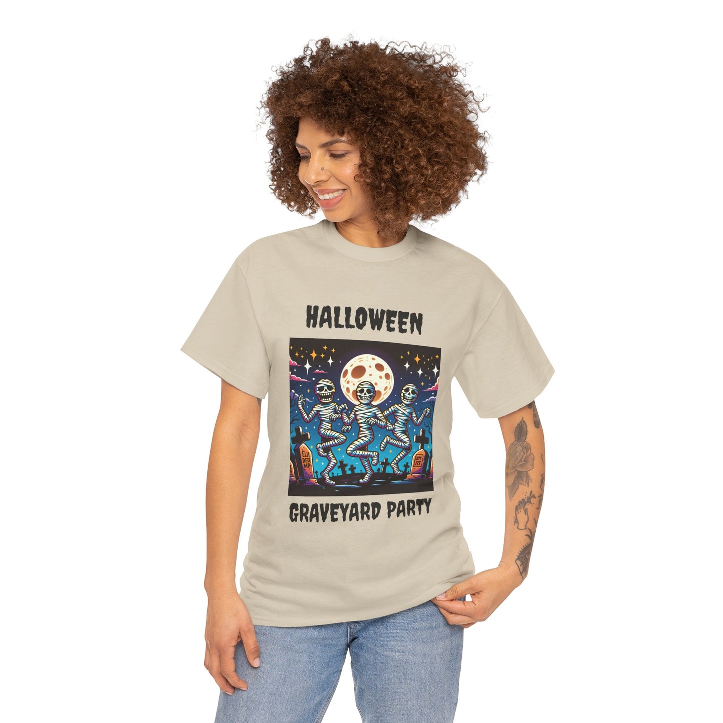 Halloween Graveyard Party Unisex Heavy Cotton Tee