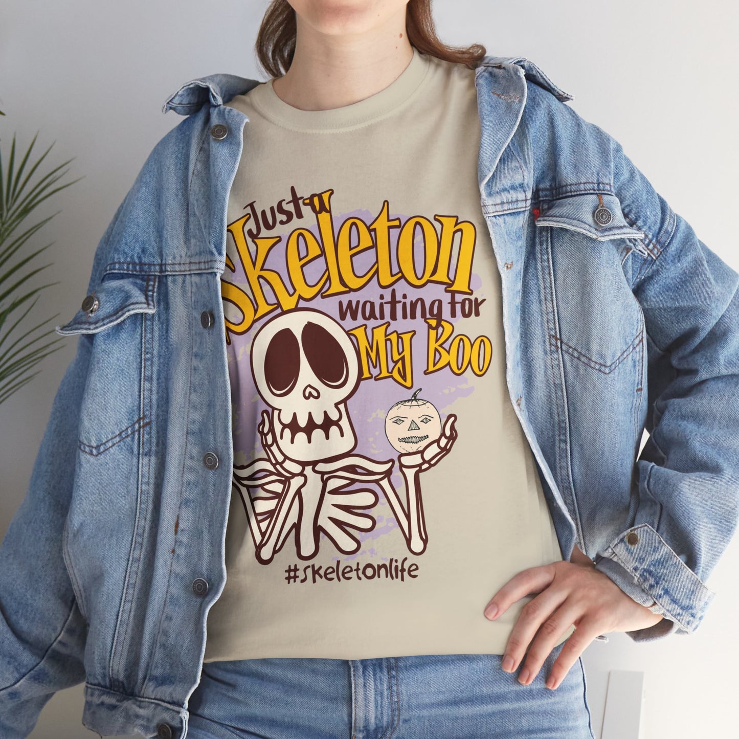 Halloween Skeleton Boo Unisex Heavy Cotton Tee