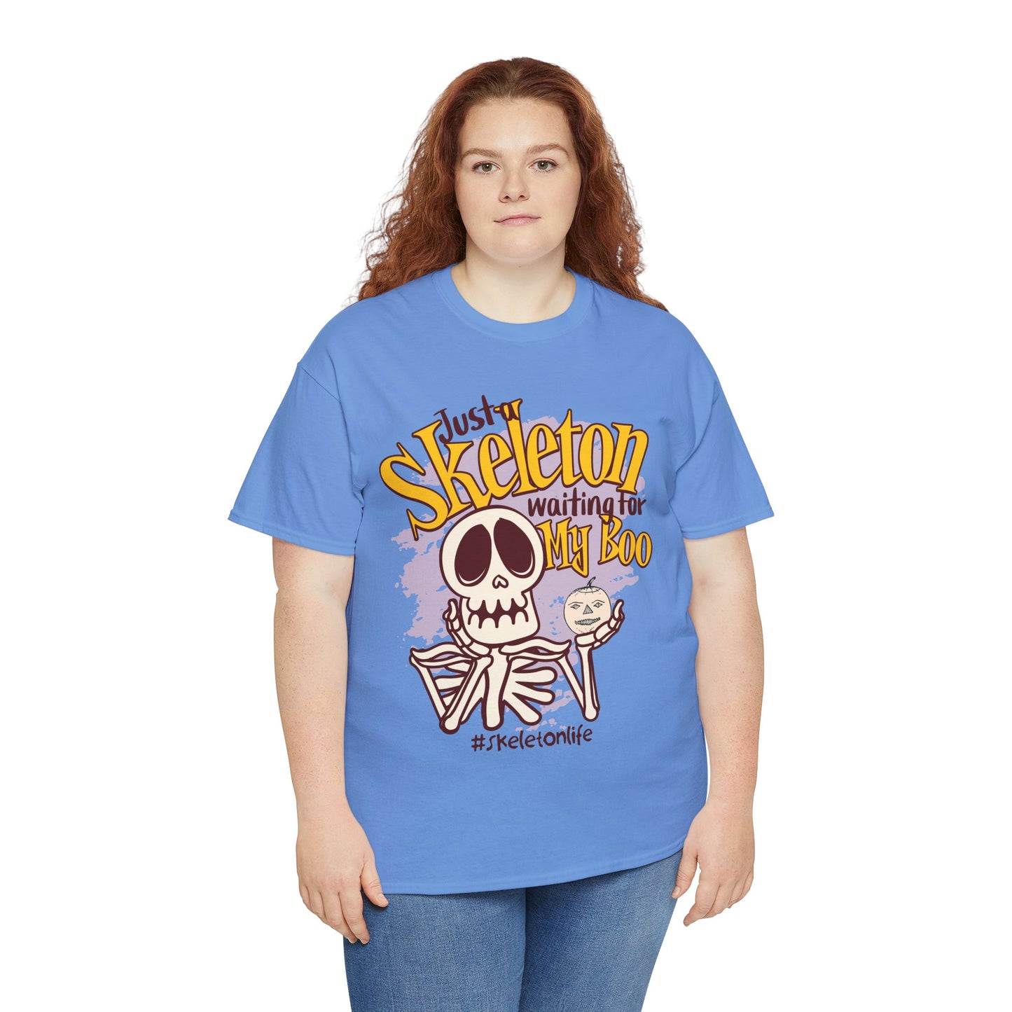 Halloween Skeleton Boo Unisex Heavy Cotton Tee