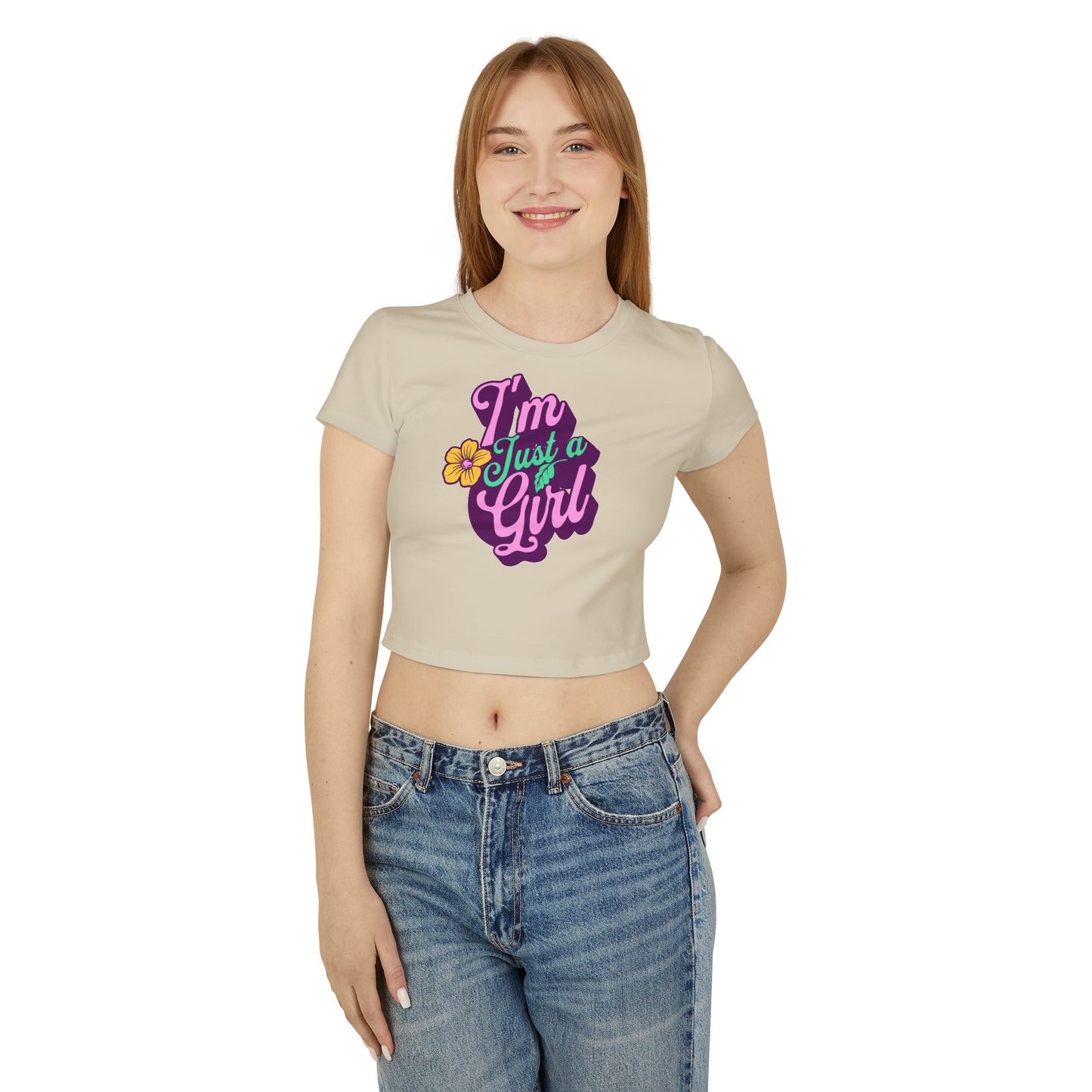 Women's Baby Tee - 'I'm Just A Girl' Graphic T-Shirt