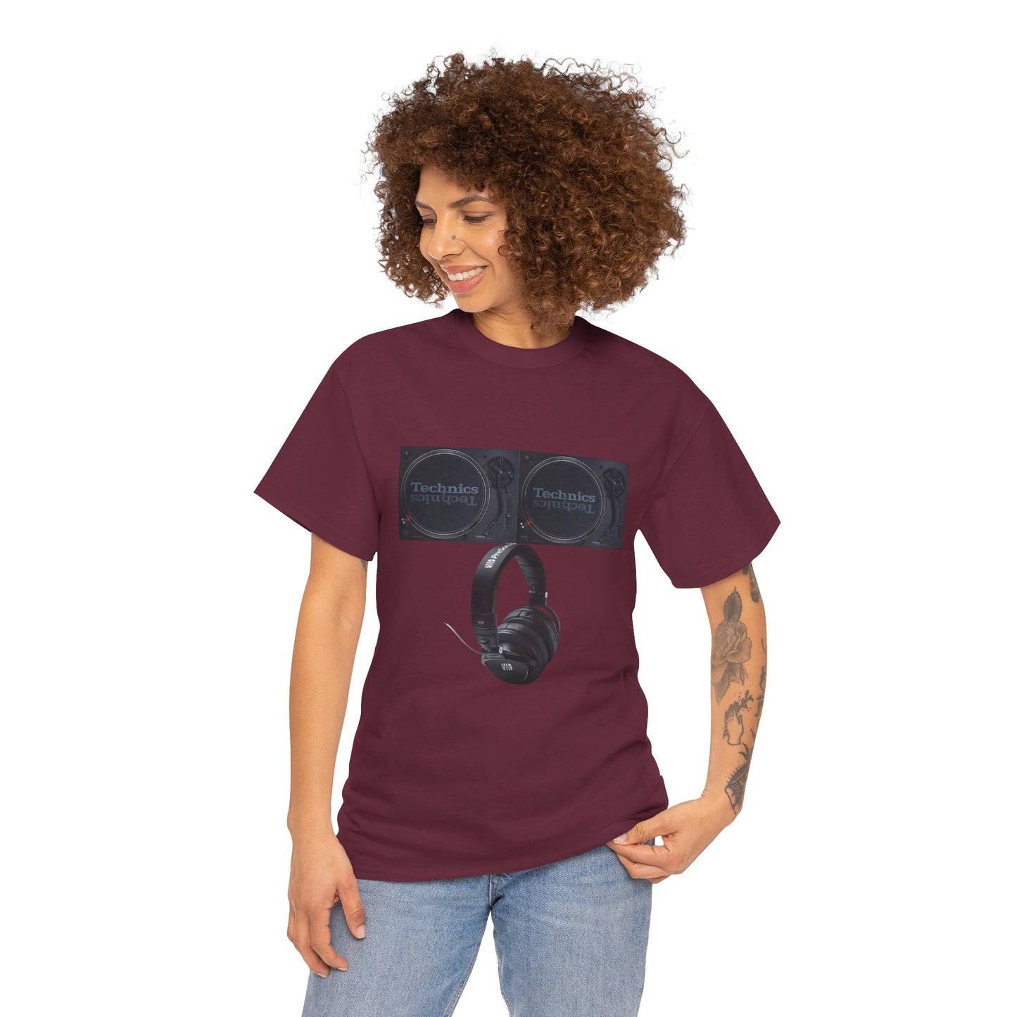 DJ Technics Turntables Unisex Heavy Cotton Tee