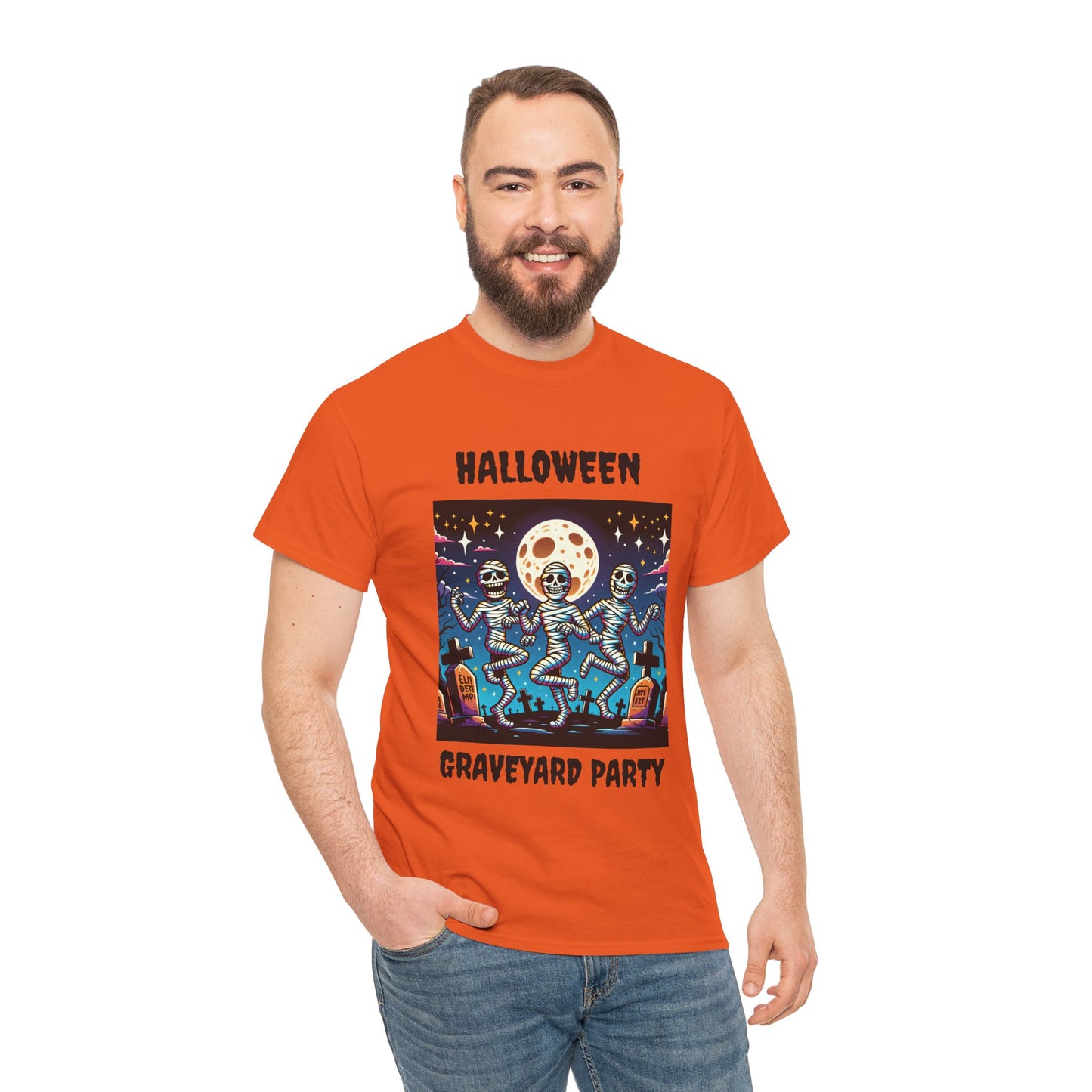 Halloween Graveyard Party Unisex Heavy Cotton Tee