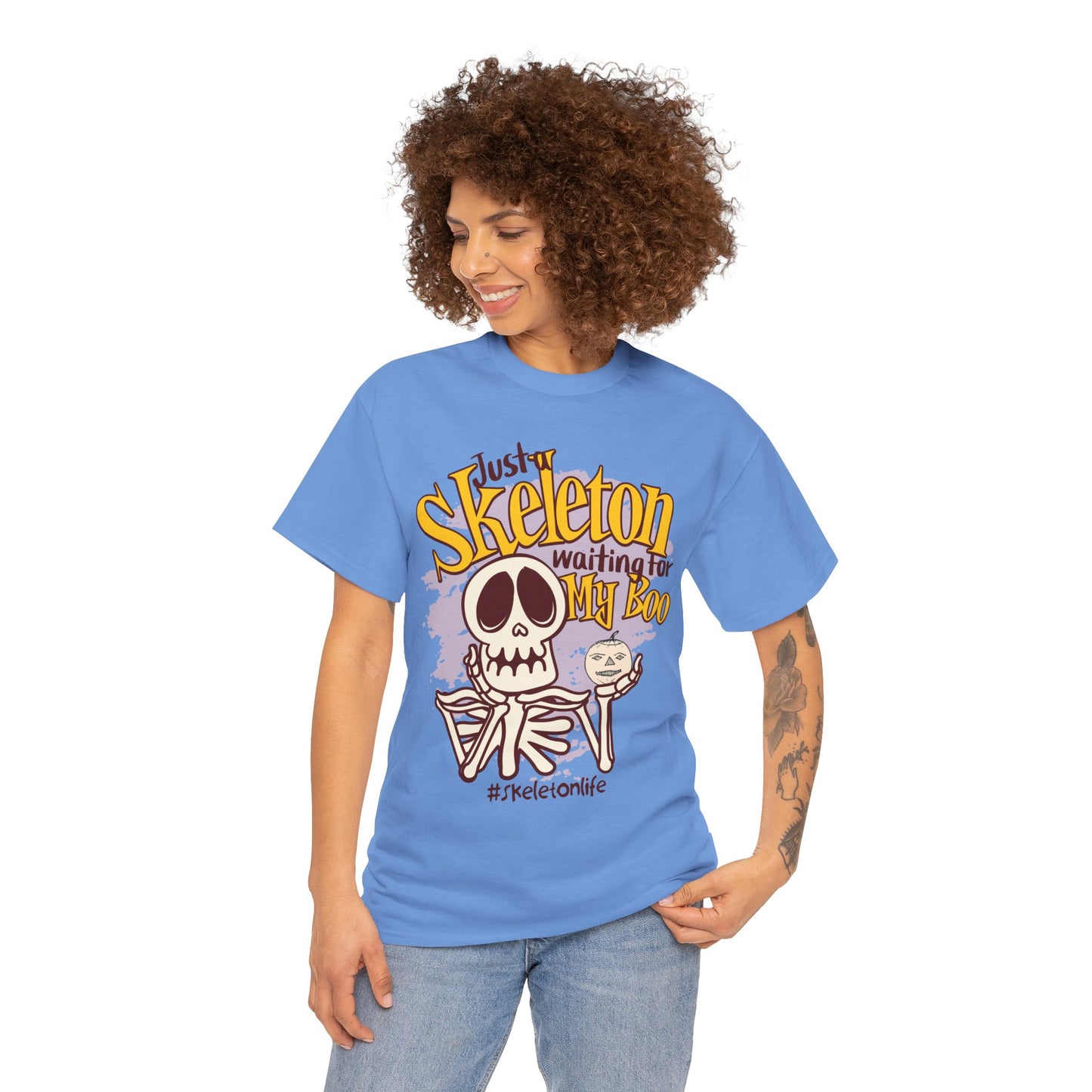 Halloween Skeleton Boo Unisex Heavy Cotton Tee