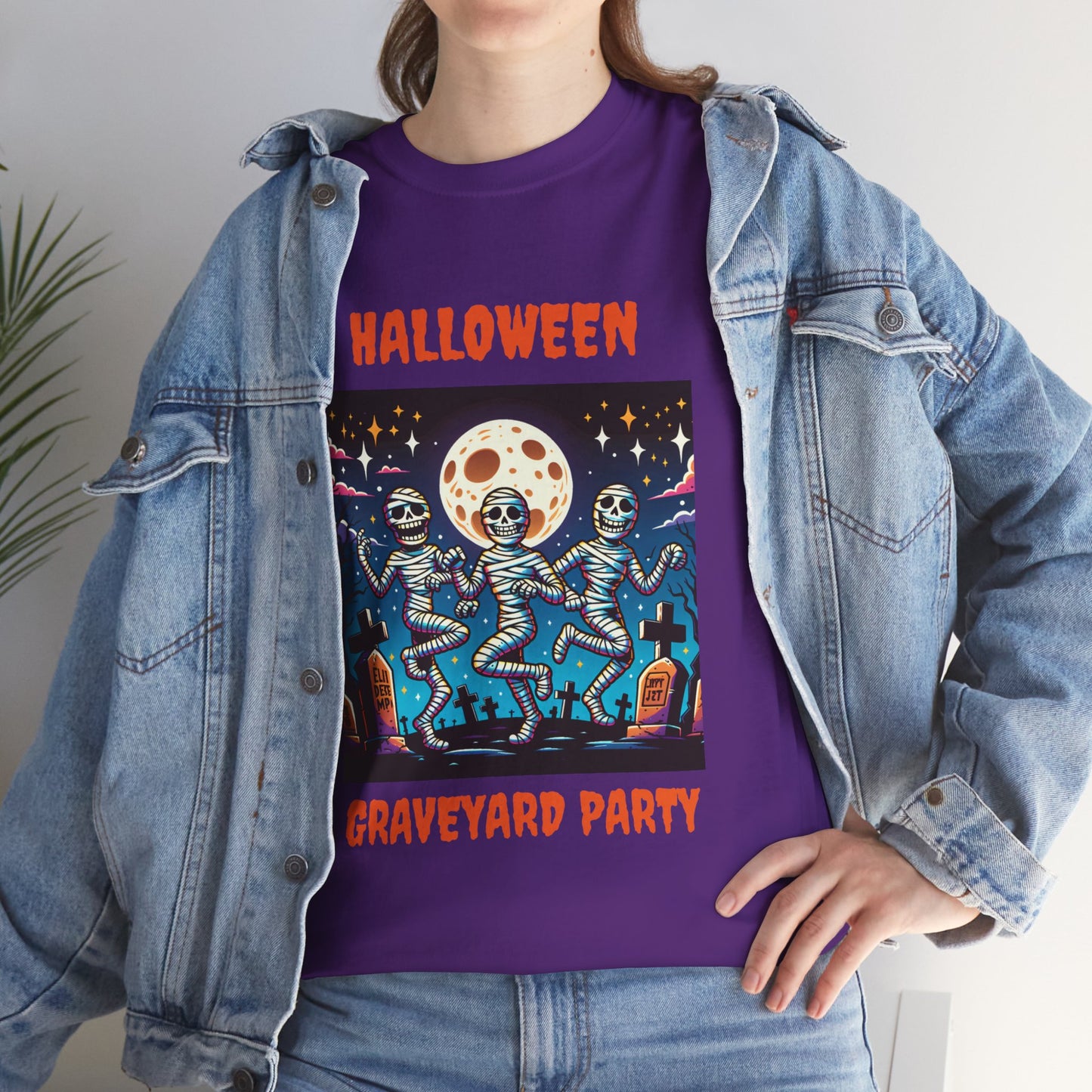 Halloween Graveyard Party Unisex Heavy Cotton Tee