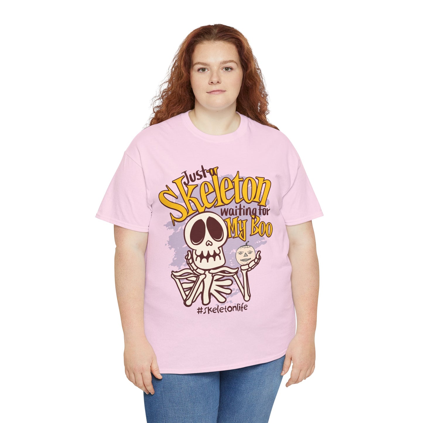 Halloween Skeleton Boo Unisex Heavy Cotton Tee