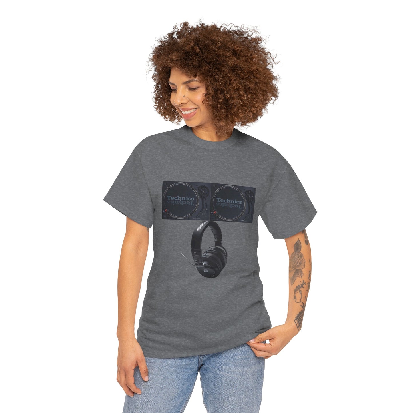 DJ Technics Turntables Unisex Heavy Cotton Tee