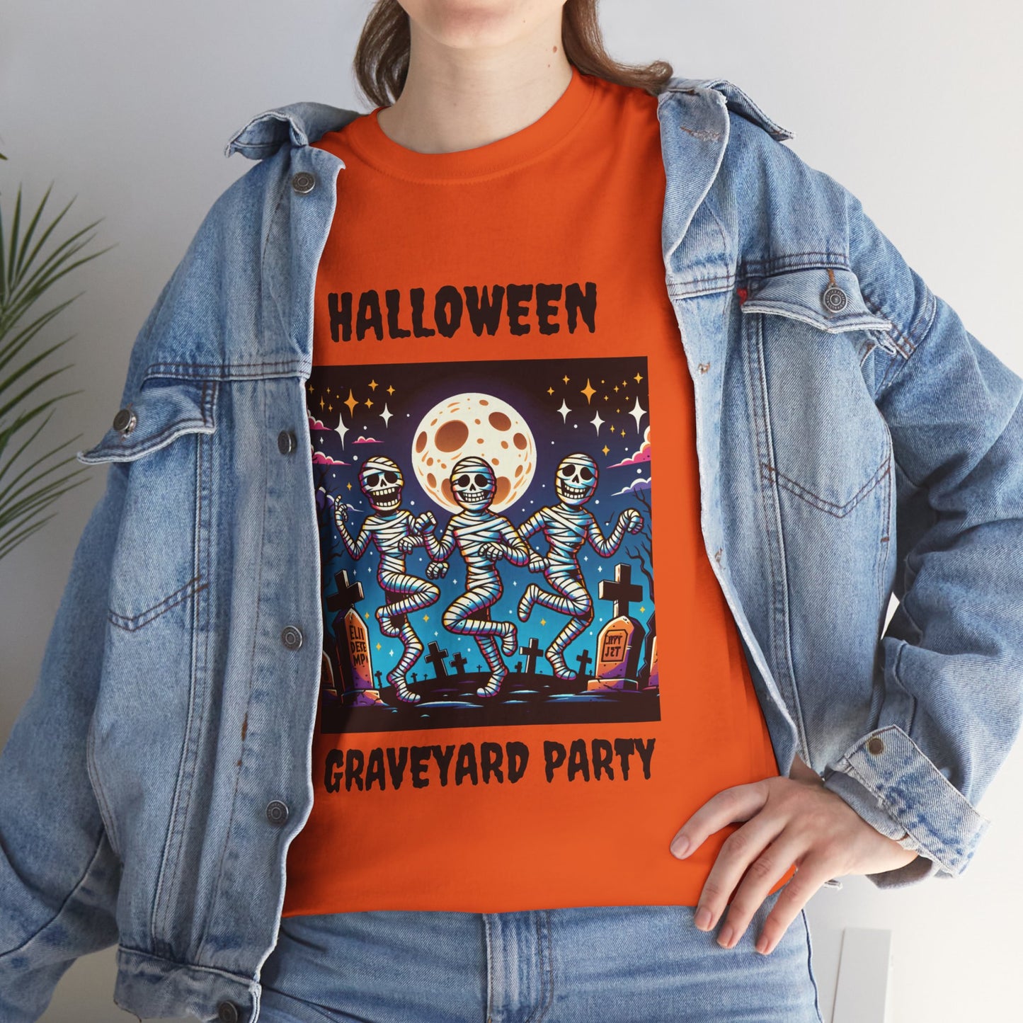 Halloween Graveyard Party Unisex Heavy Cotton Tee