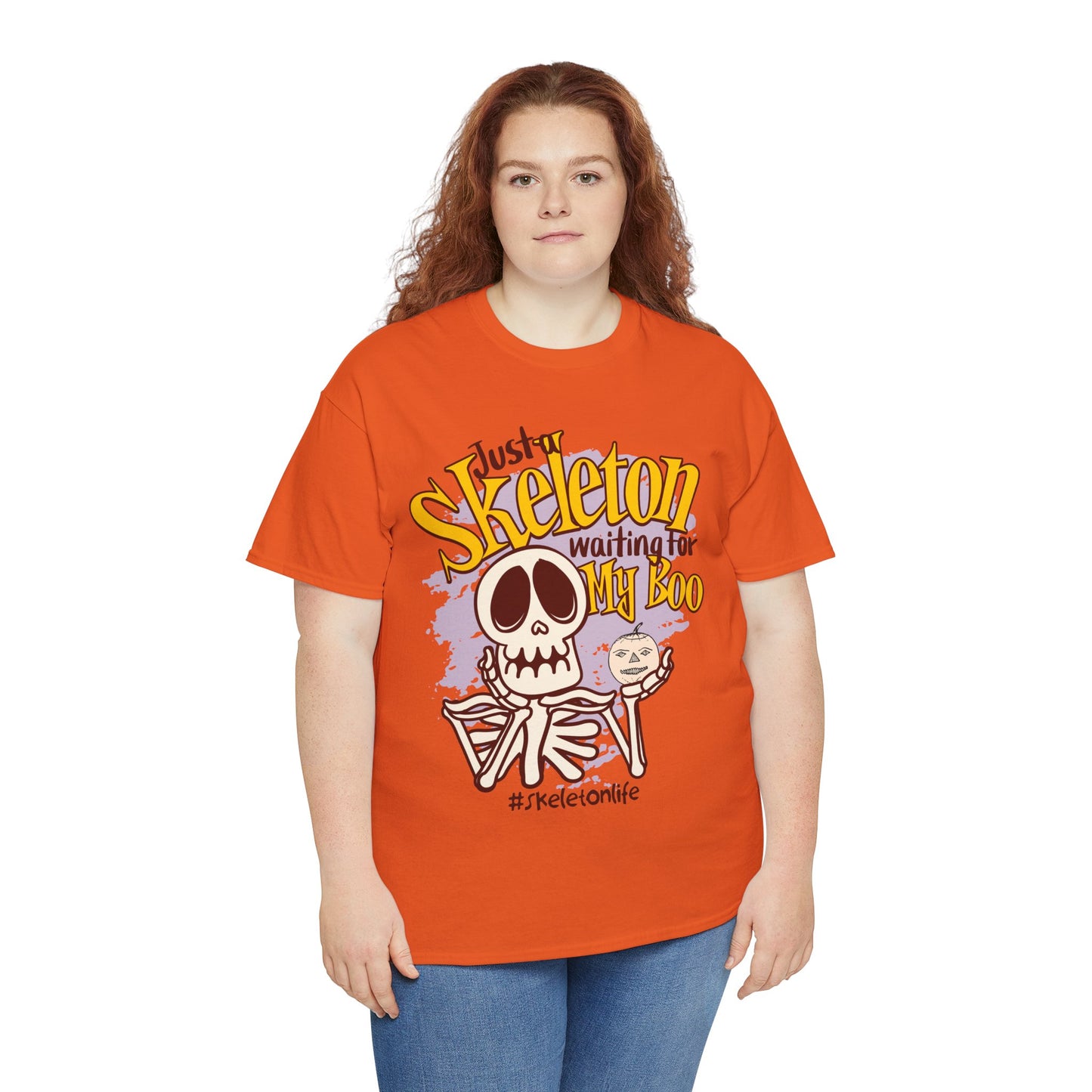 Halloween Skeleton Boo Unisex Heavy Cotton Tee