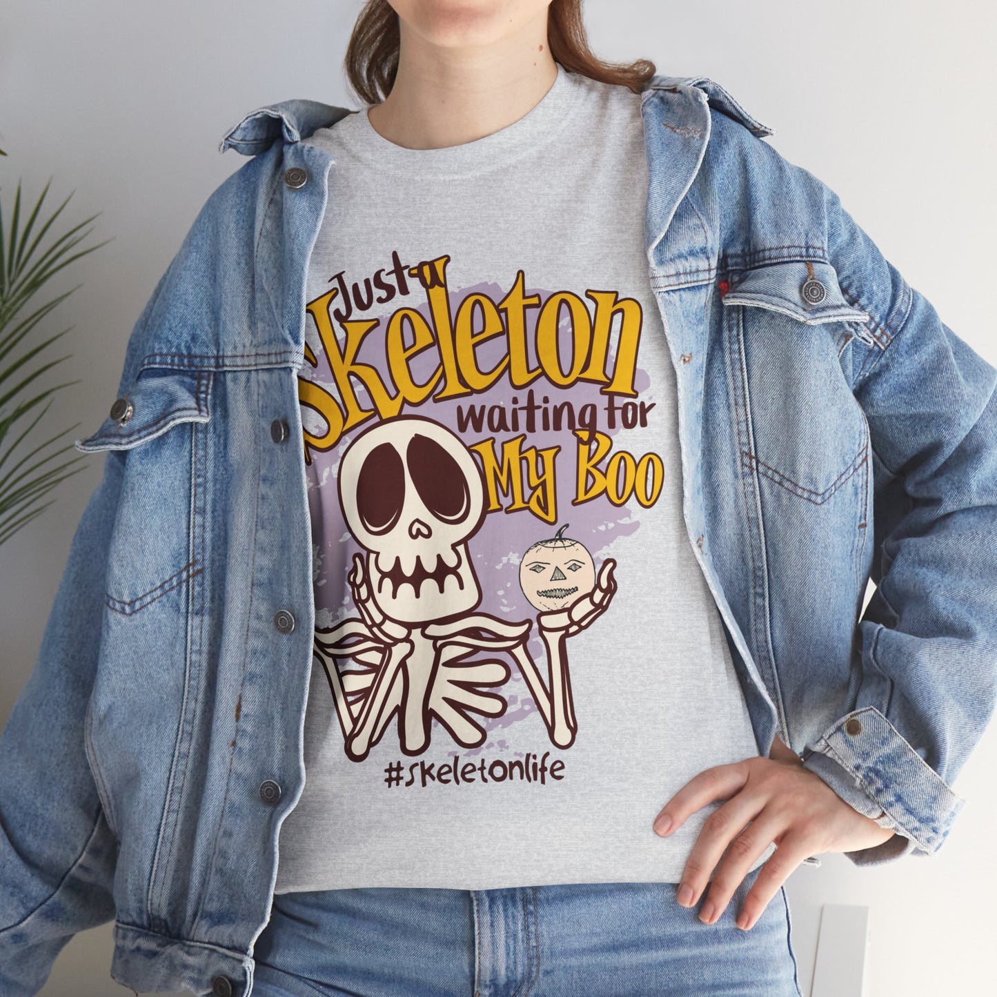 Halloween Skeleton Boo Unisex Heavy Cotton Tee