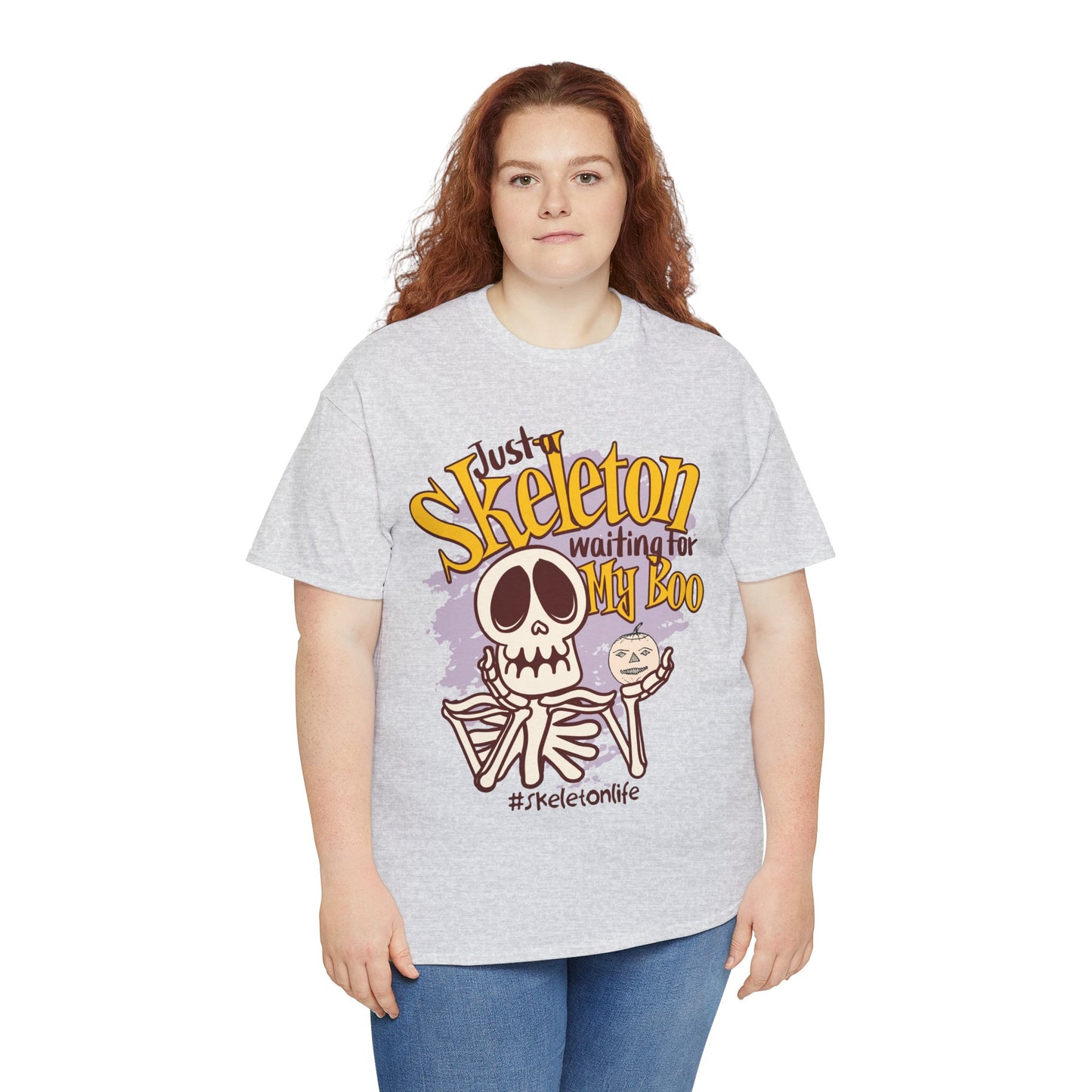 Halloween Skeleton Boo Unisex Heavy Cotton Tee