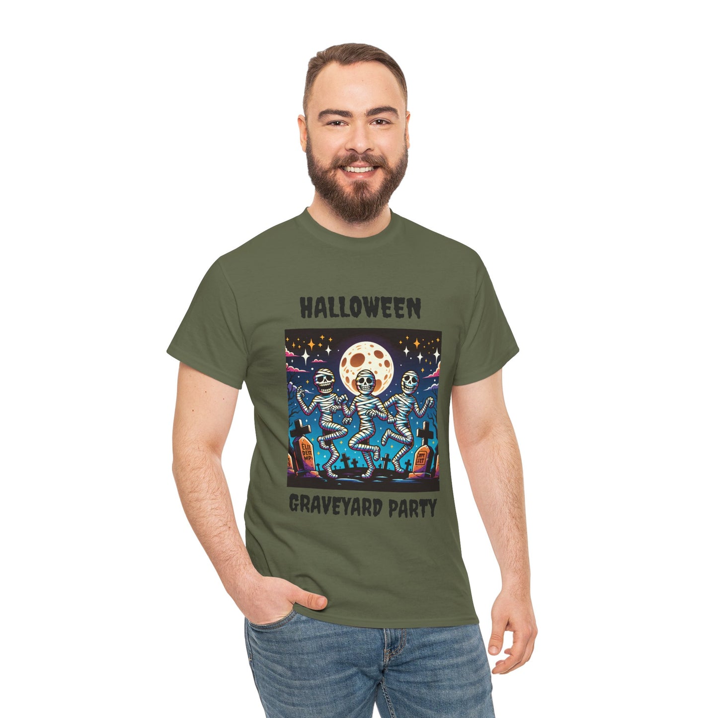 Halloween Graveyard Party Unisex Heavy Cotton Tee