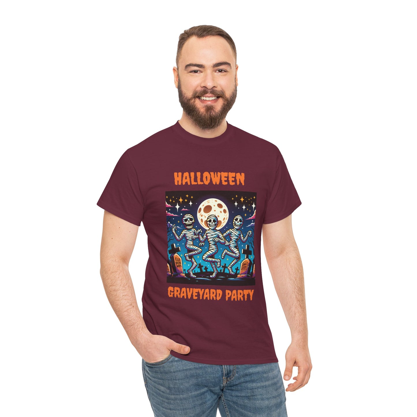 Halloween Graveyard Party Unisex Heavy Cotton Tee