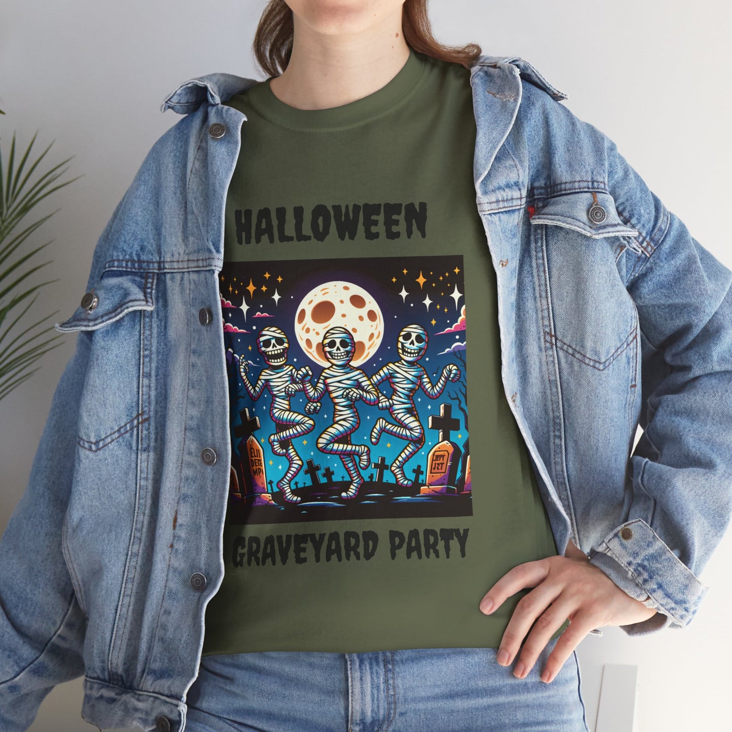 Halloween Graveyard Party Unisex Heavy Cotton Tee