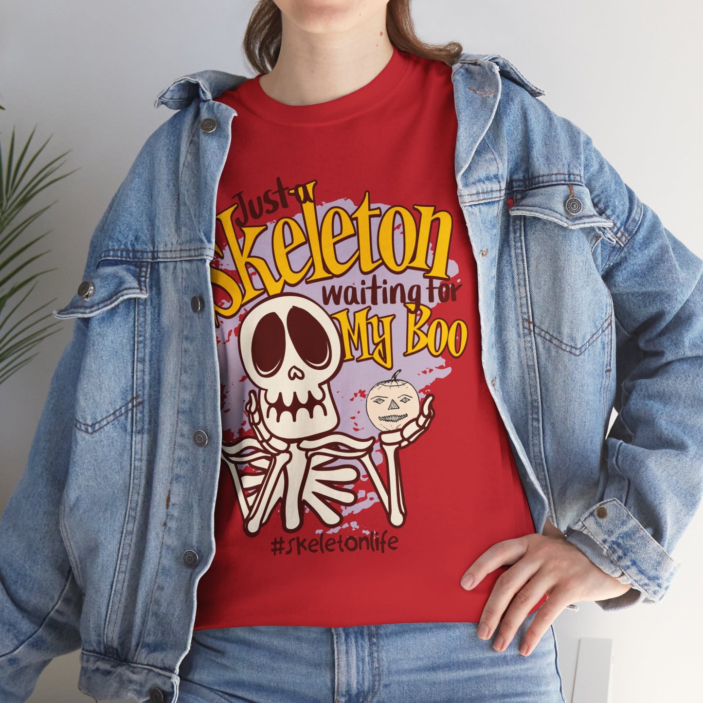 Halloween Skeleton Boo Unisex Heavy Cotton Tee