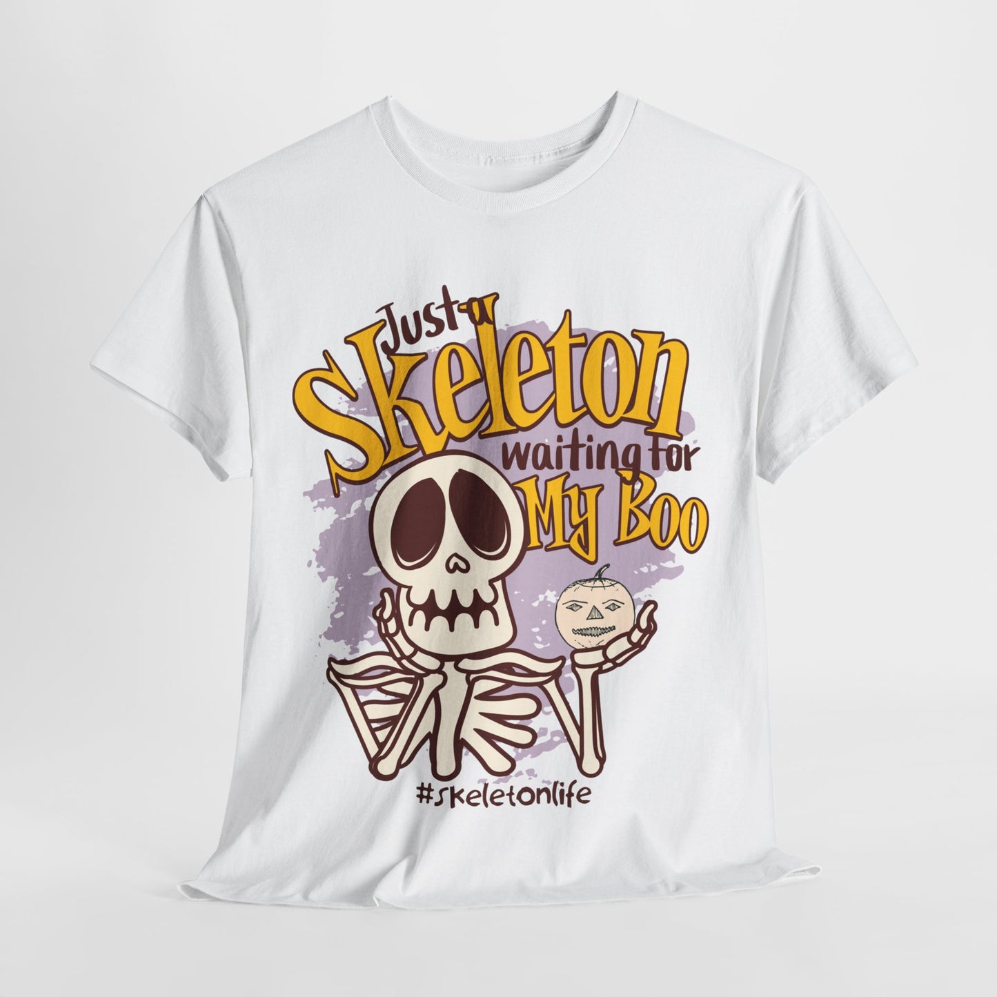 Halloween Skeleton Boo Unisex Heavy Cotton Tee