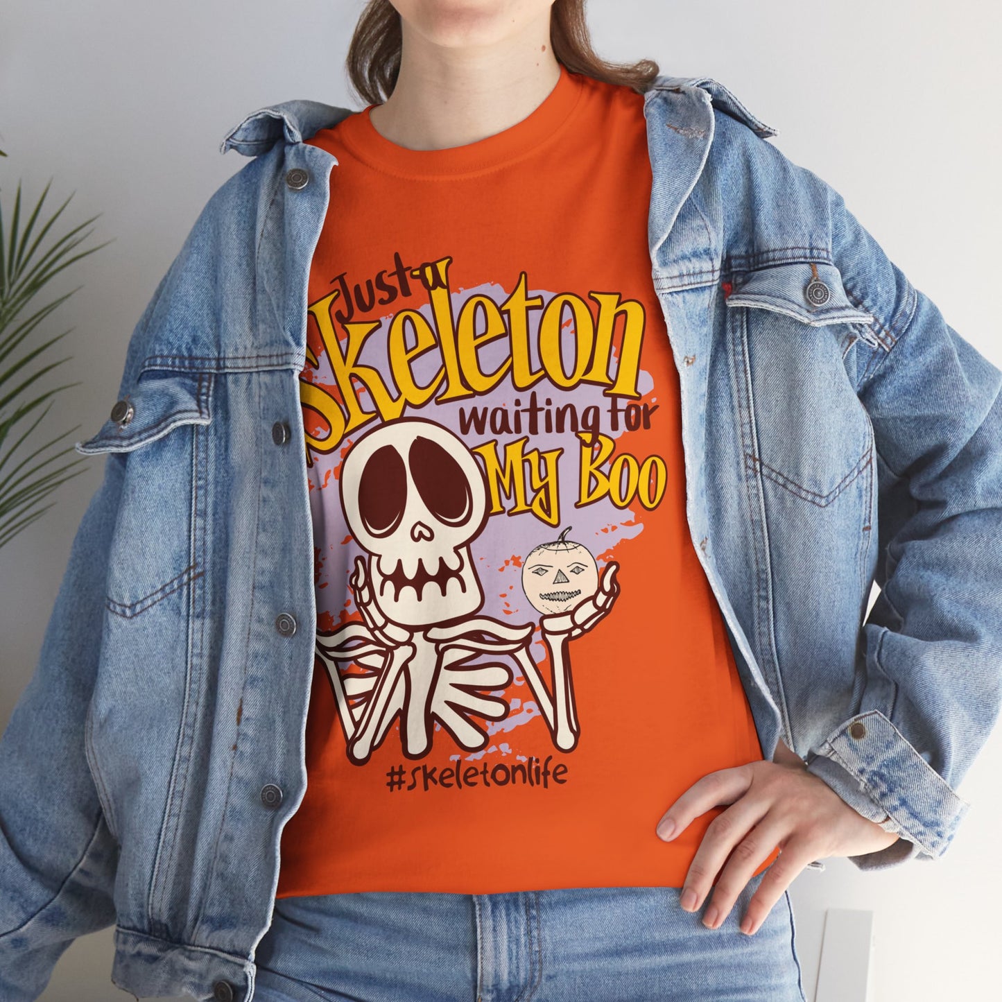 Halloween Skeleton Boo Unisex Heavy Cotton Tee