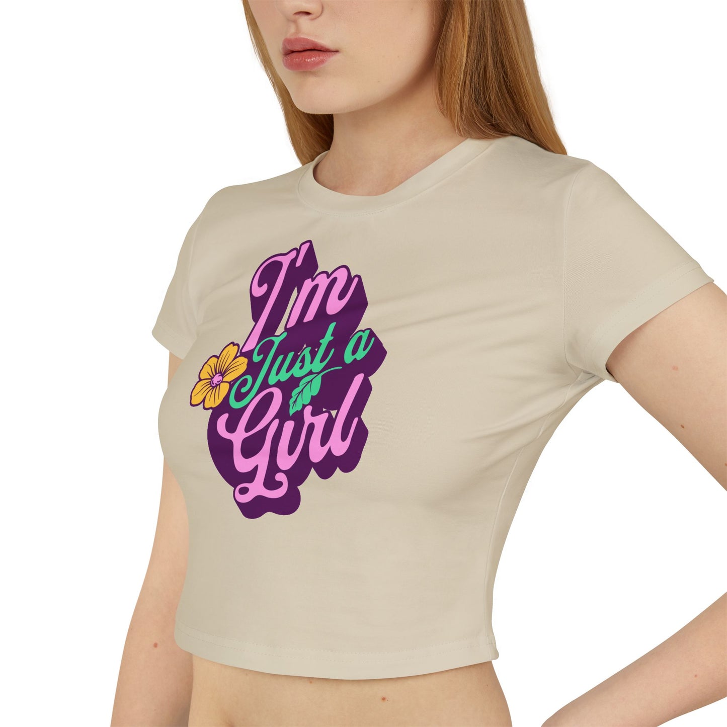 Women's Baby Tee - 'I'm Just A Girl' Graphic T-Shirt