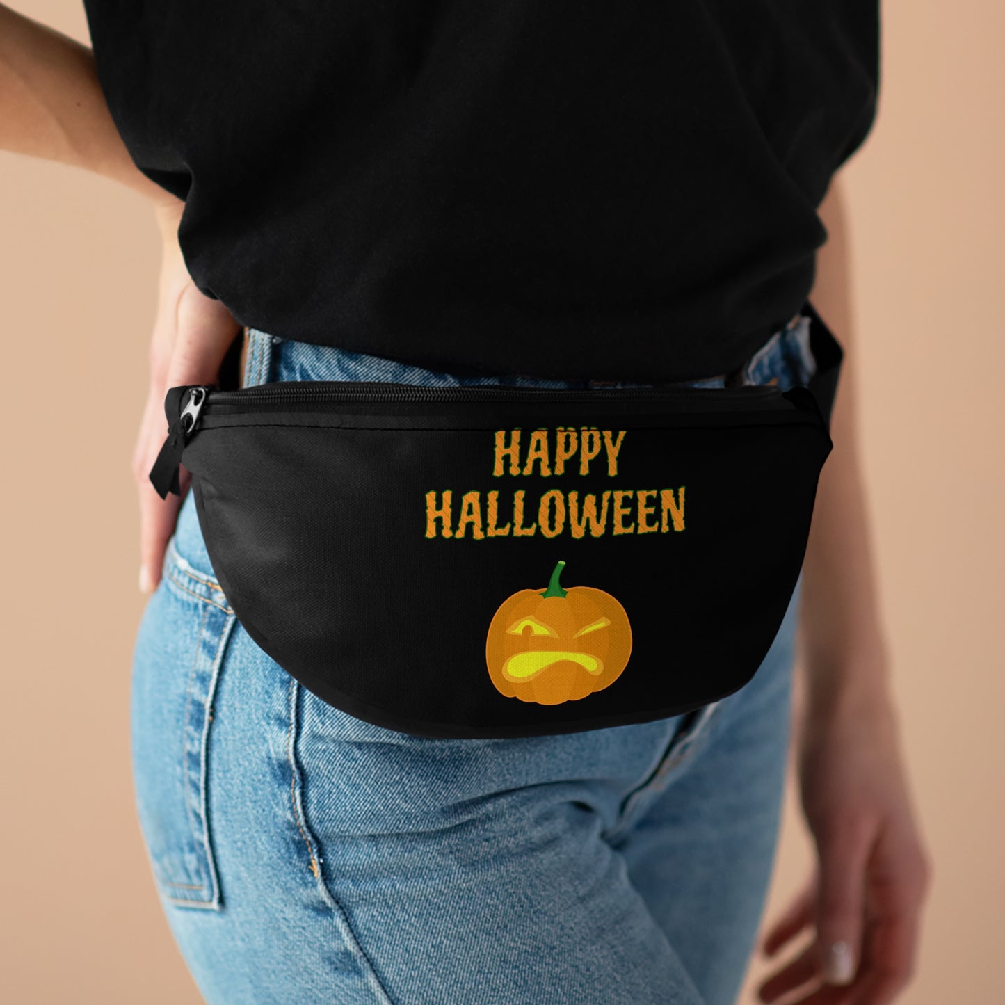 Black Happy Halloween Fanny Pack