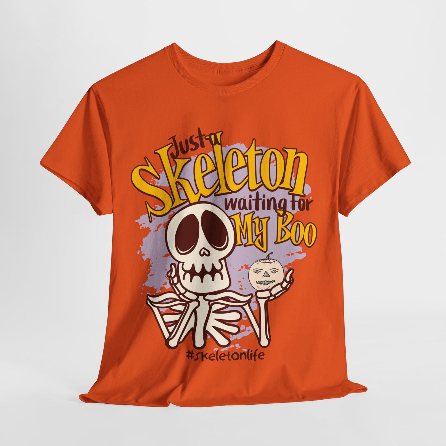 Halloween Skeleton Boo Unisex Heavy Cotton Tee