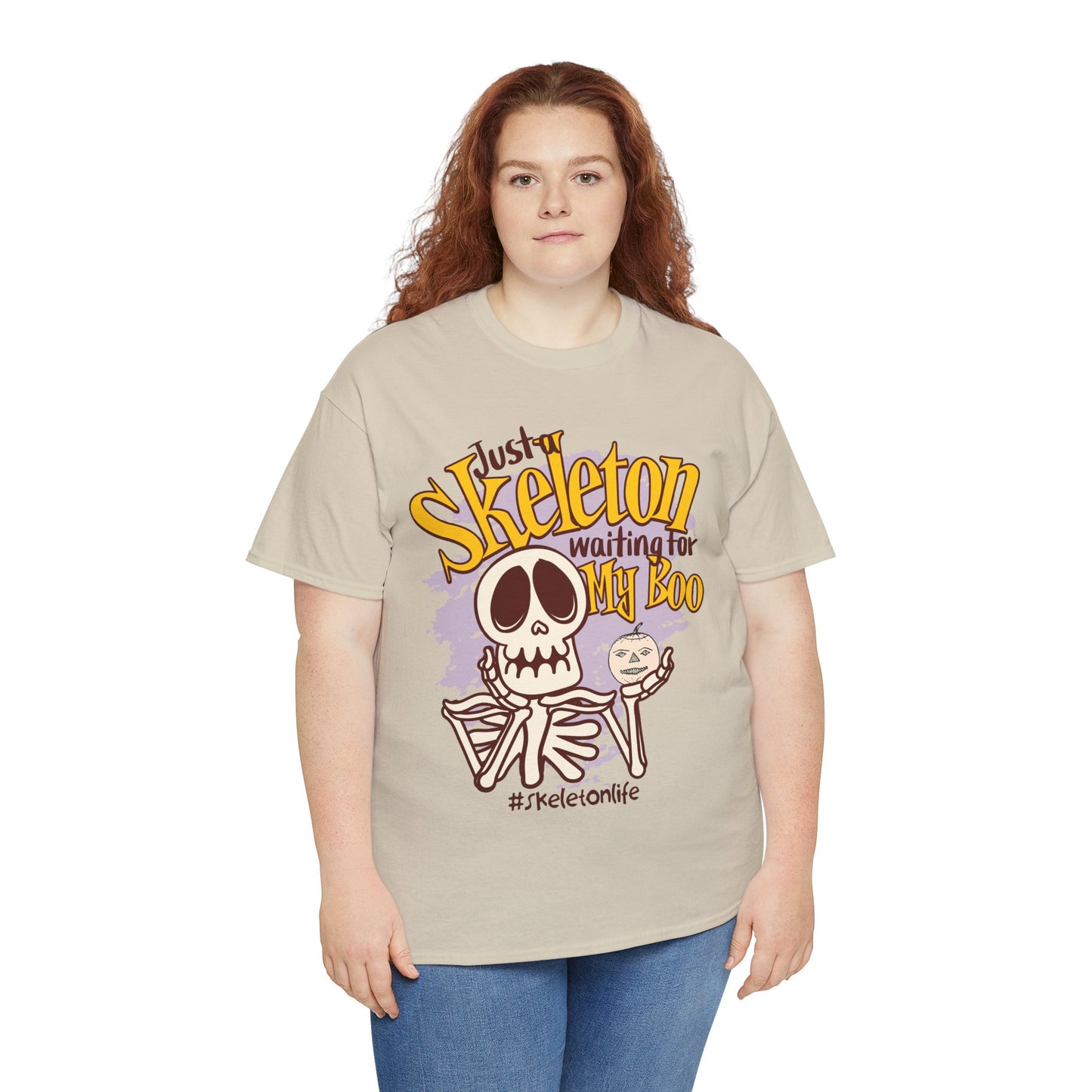 Halloween Skeleton Boo Unisex Heavy Cotton Tee