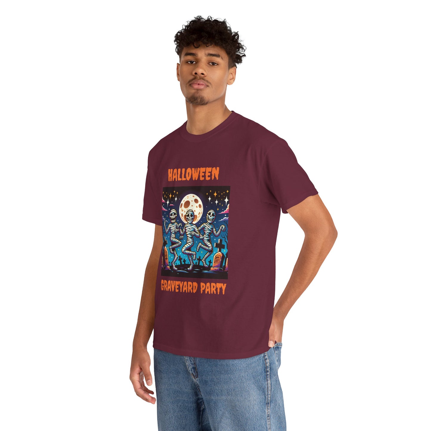 Halloween Graveyard Party Unisex Heavy Cotton Tee