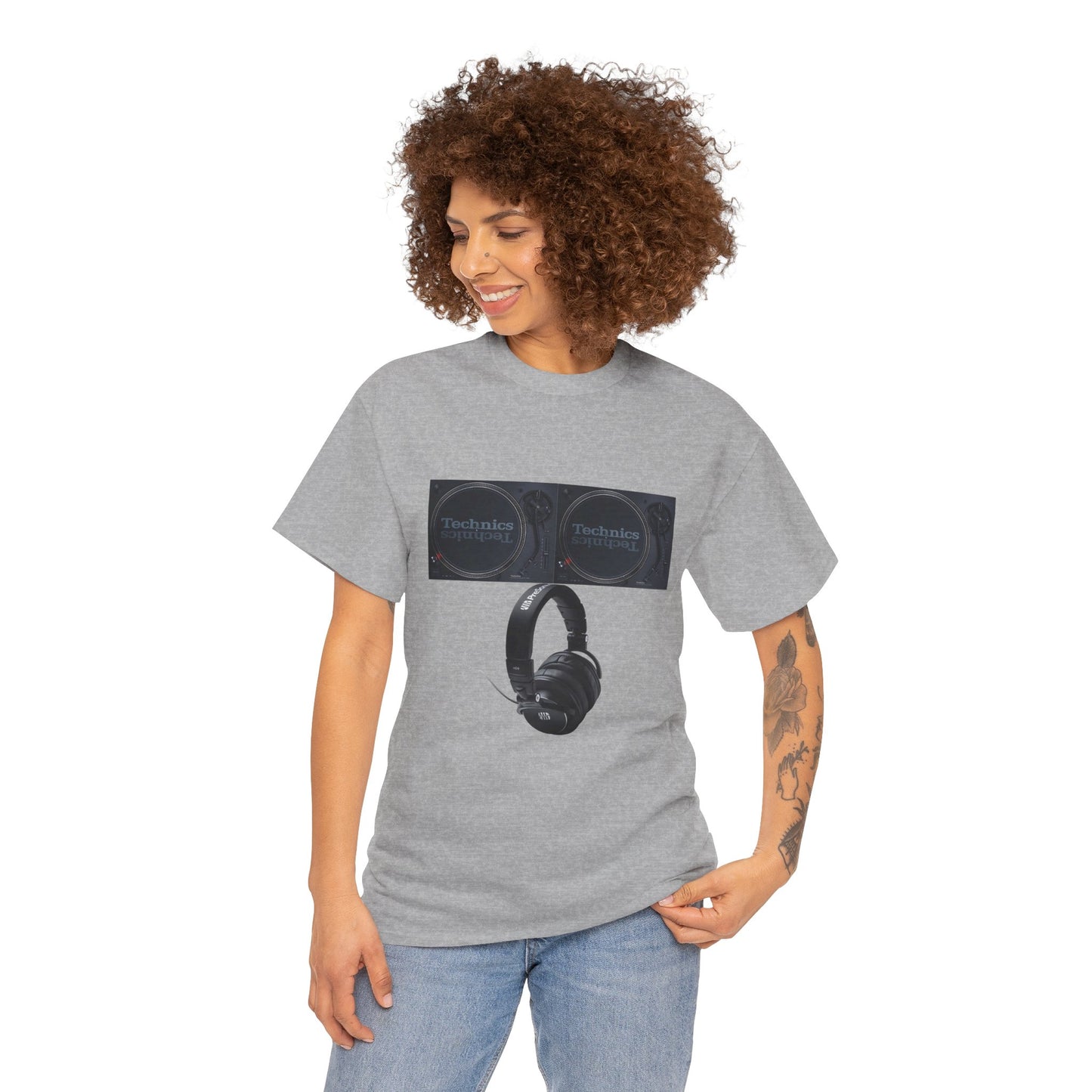 DJ Technics Turntables Unisex Heavy Cotton Tee