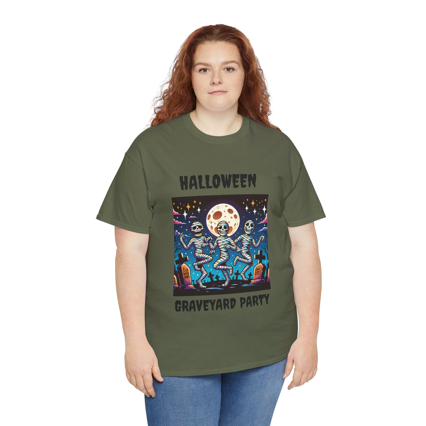 Halloween Graveyard Party Unisex Heavy Cotton Tee