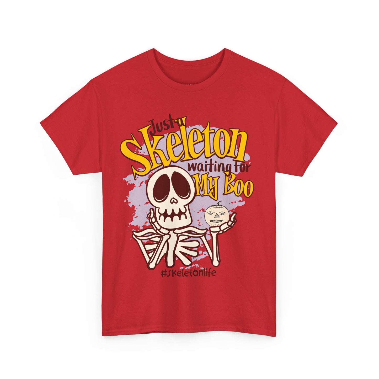 Halloween Skeleton Boo Unisex Heavy Cotton Tee