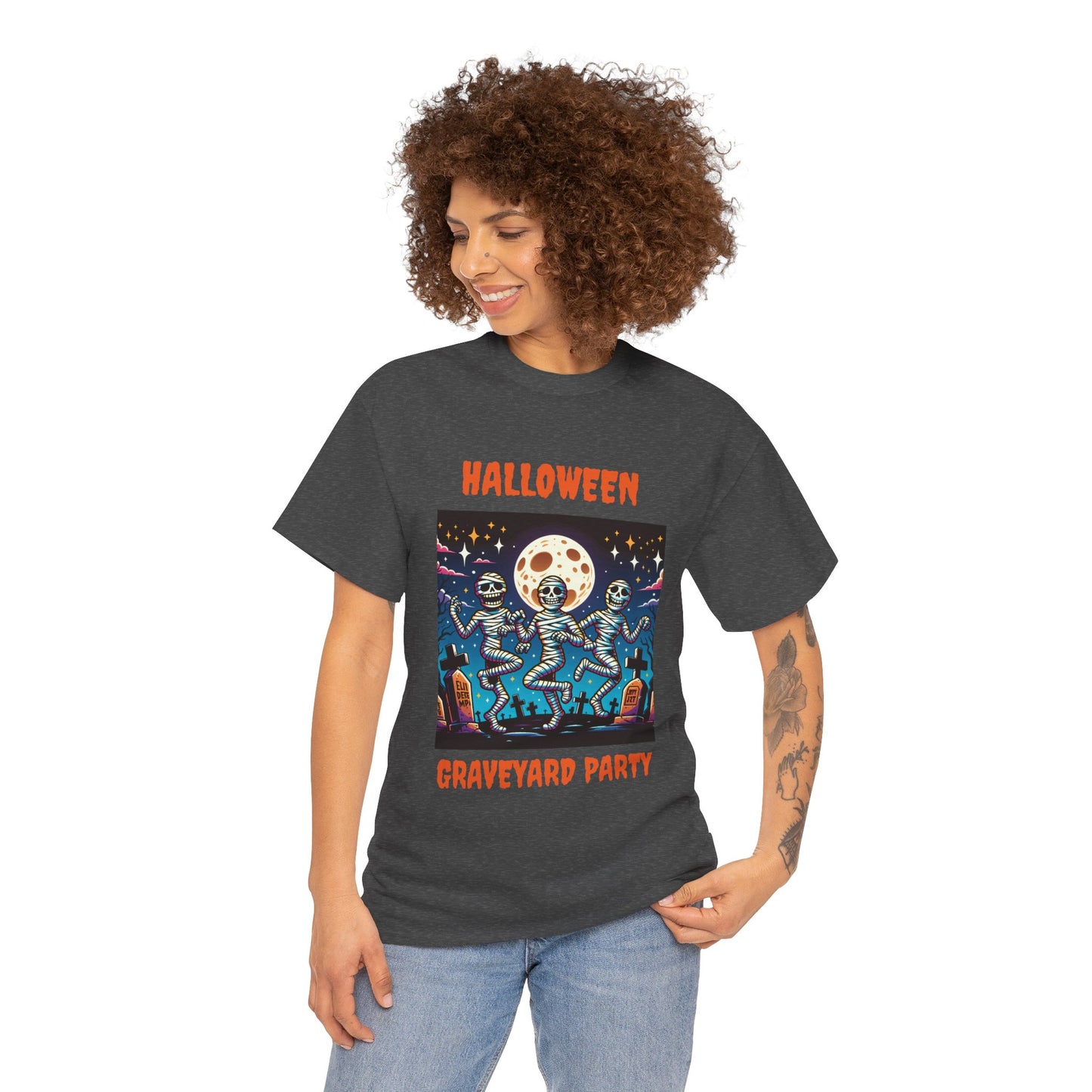 Halloween Graveyard Party Unisex Heavy Cotton Tee