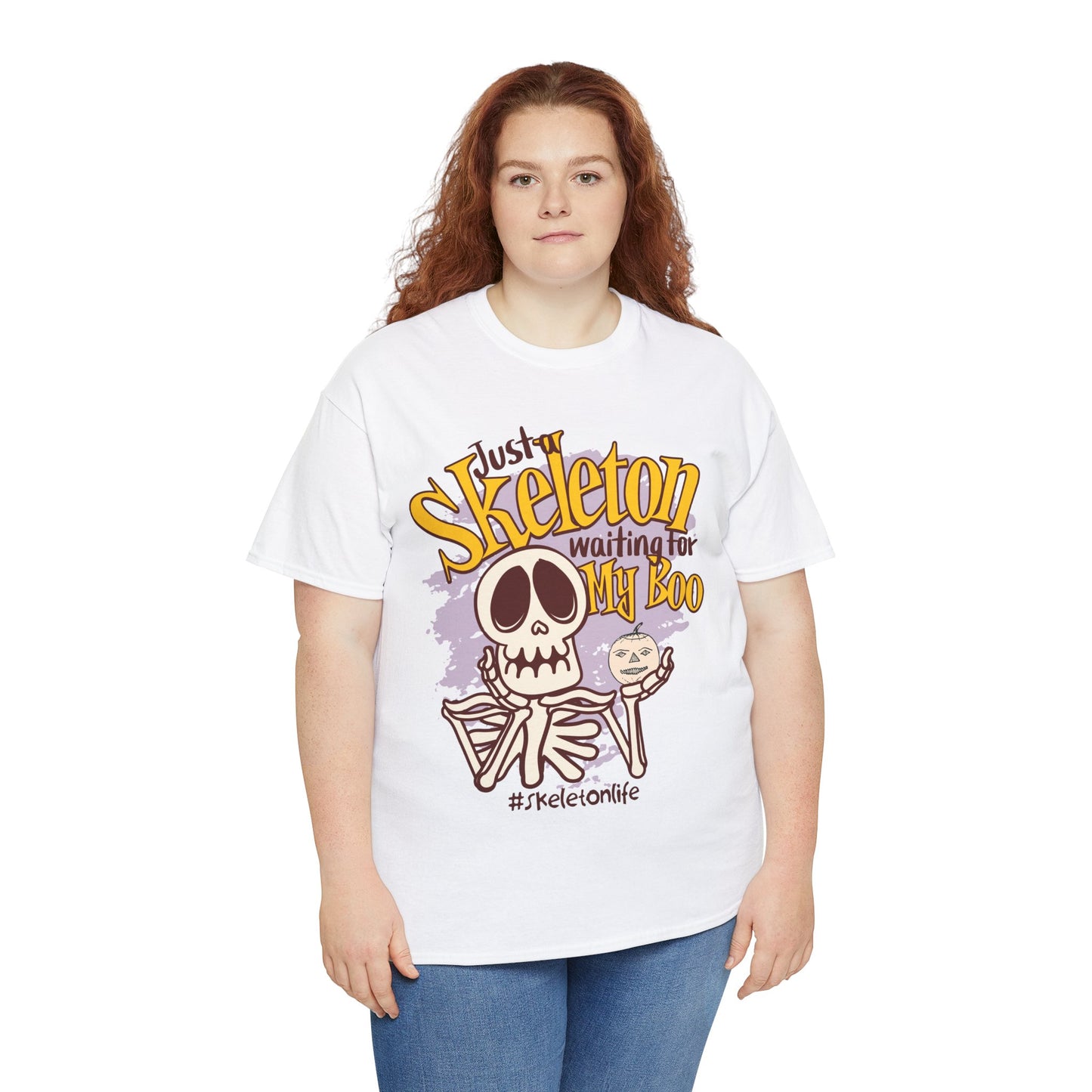 Halloween Skeleton Boo Unisex Heavy Cotton Tee